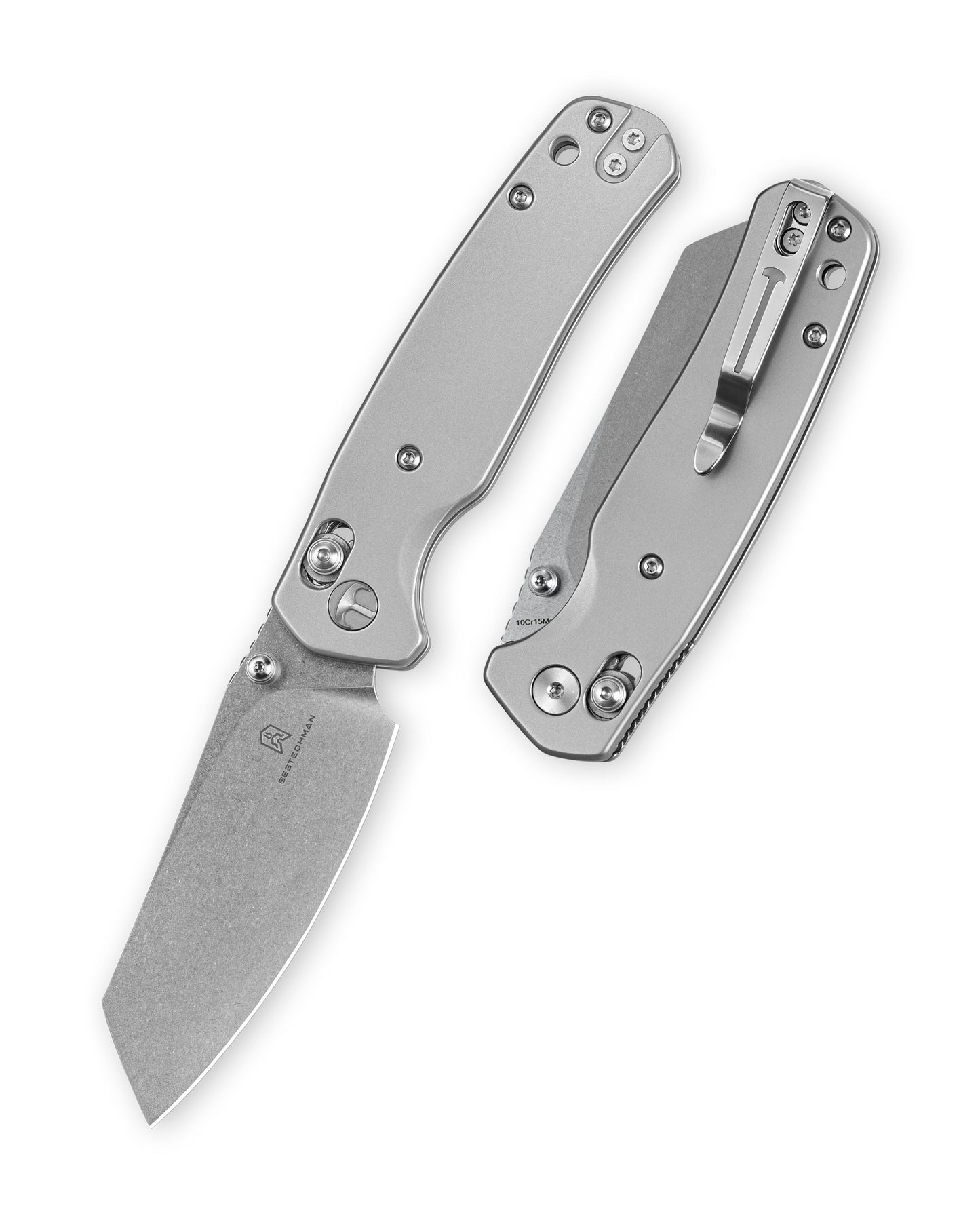 Bestechman Cicada's Wing BMK06-S-7 front view – 3.15" 10Cr15MoV Stonewash, Stainless Steel, B-Lock