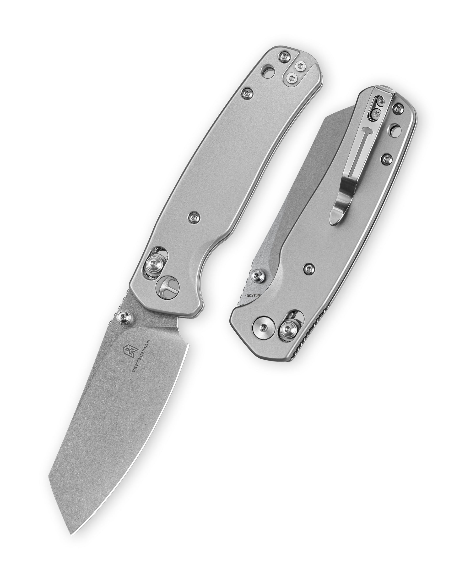 Bestechman Cicada's Wing BMK06-S-7 front view – 3.15" 10Cr15MoV Stonewash, Stainless Steel, B-Lock