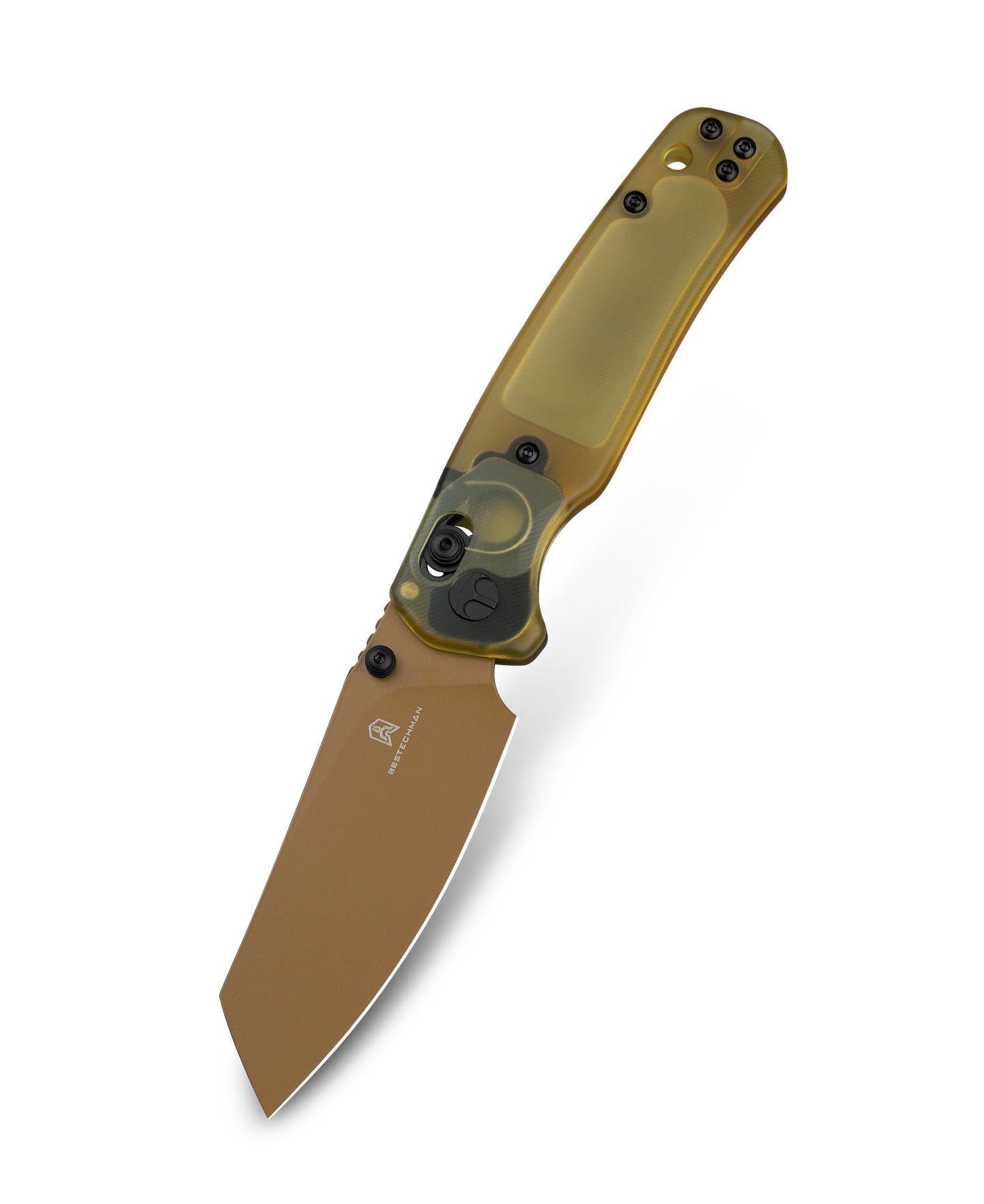Bestechman Cicada's Wing BMK06D closed view – Ultem scales, deep carry clip, 1.87 oz