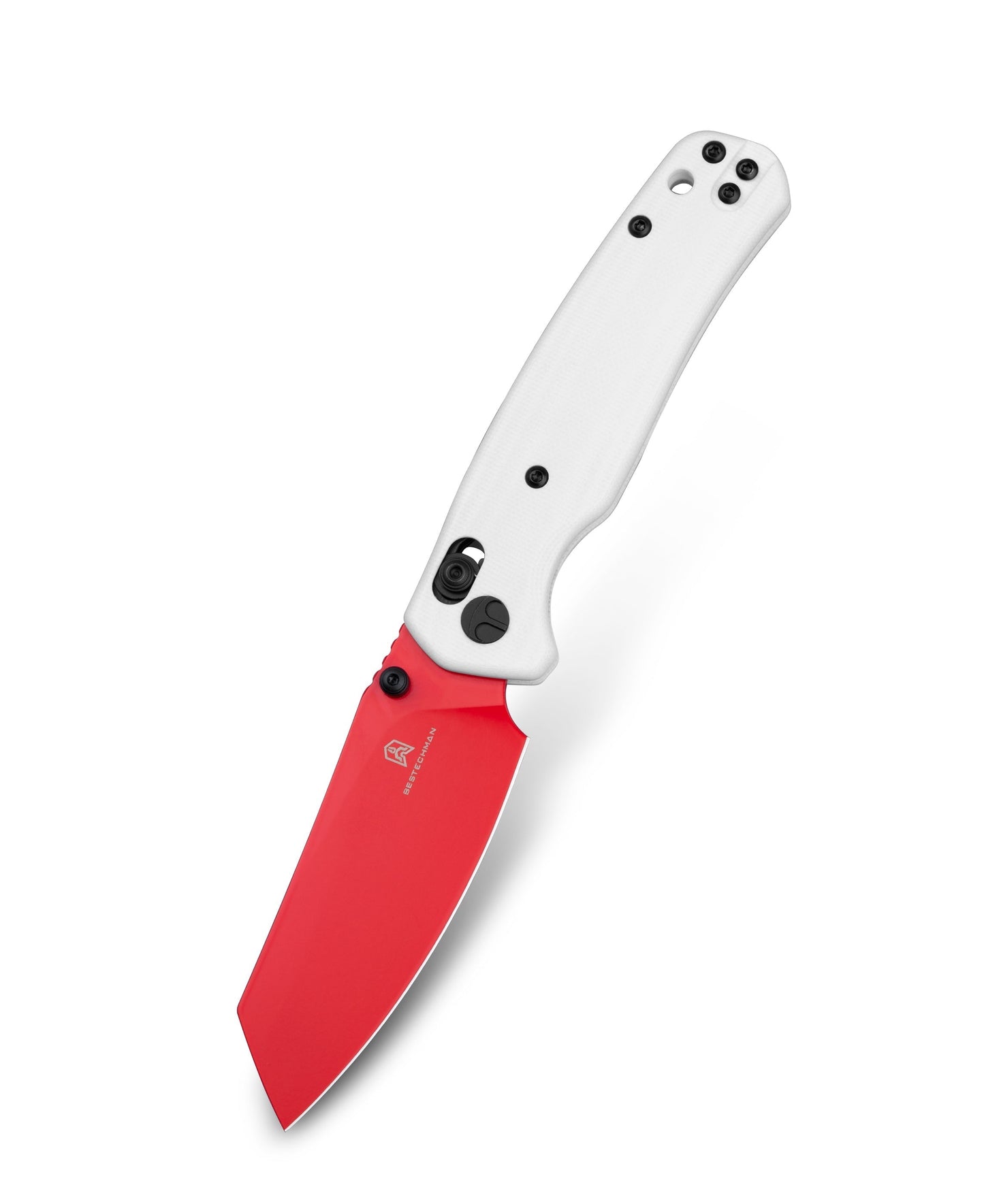 Bestechman Cicada's Wing BMK06G closed view – white G10 scales, deep carry clip