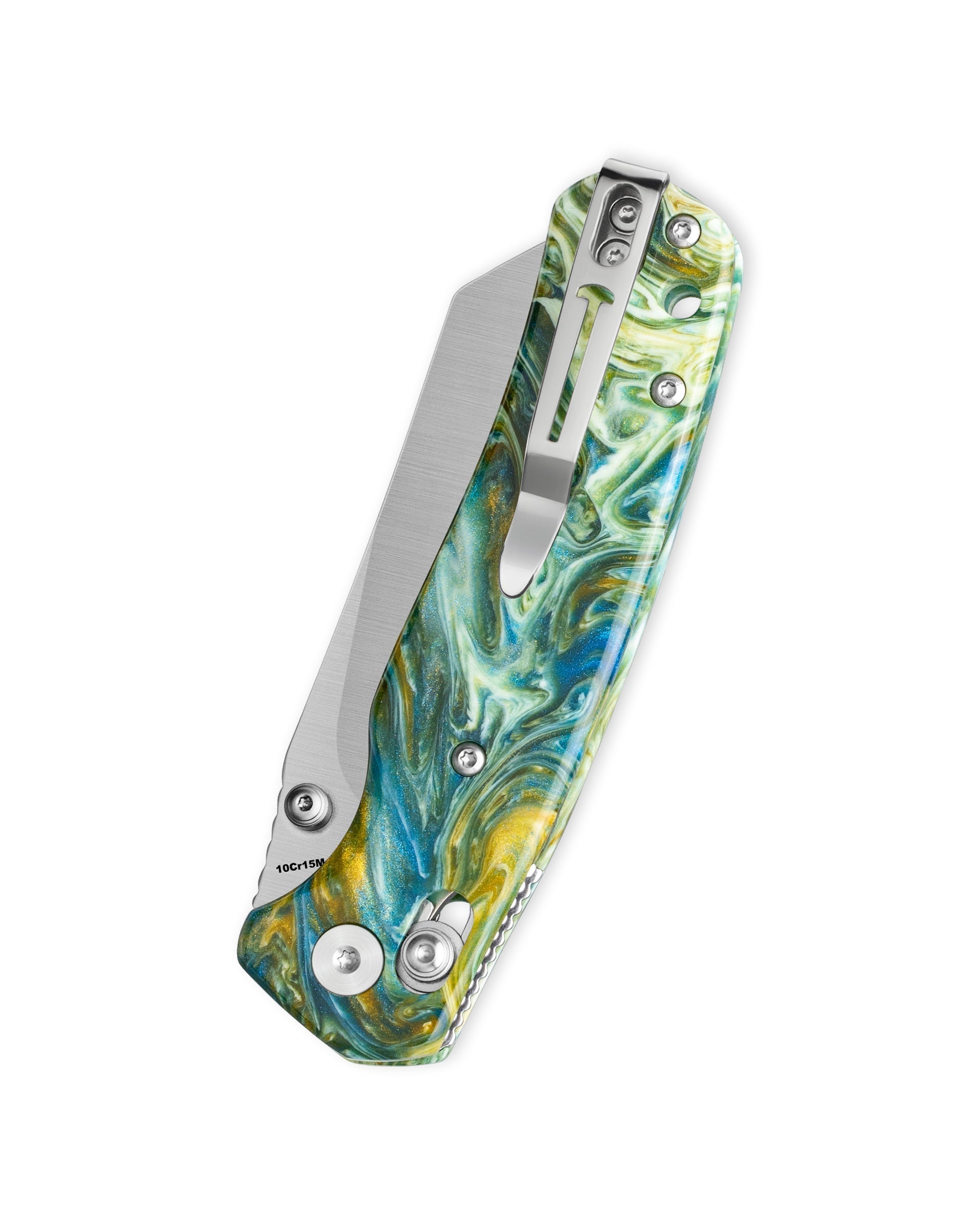 Bestechman Cicada's Wing BMK06P blade detail – 3.15" satin 10Cr15MoV, 59-61 HRC