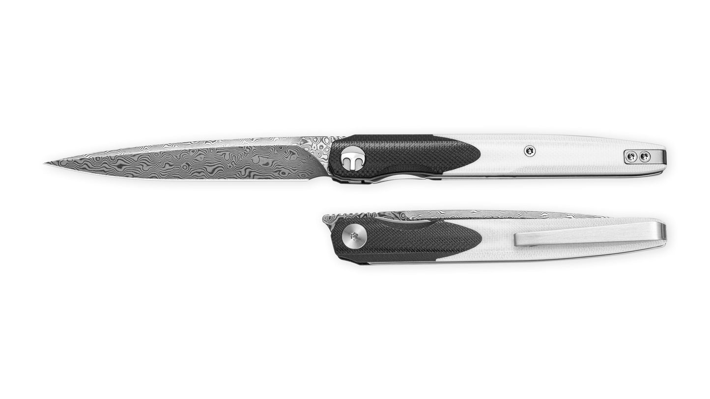 Bestechman LANZA BMK14-D-1 black and white G10 handle – high-contrast two-tone scales