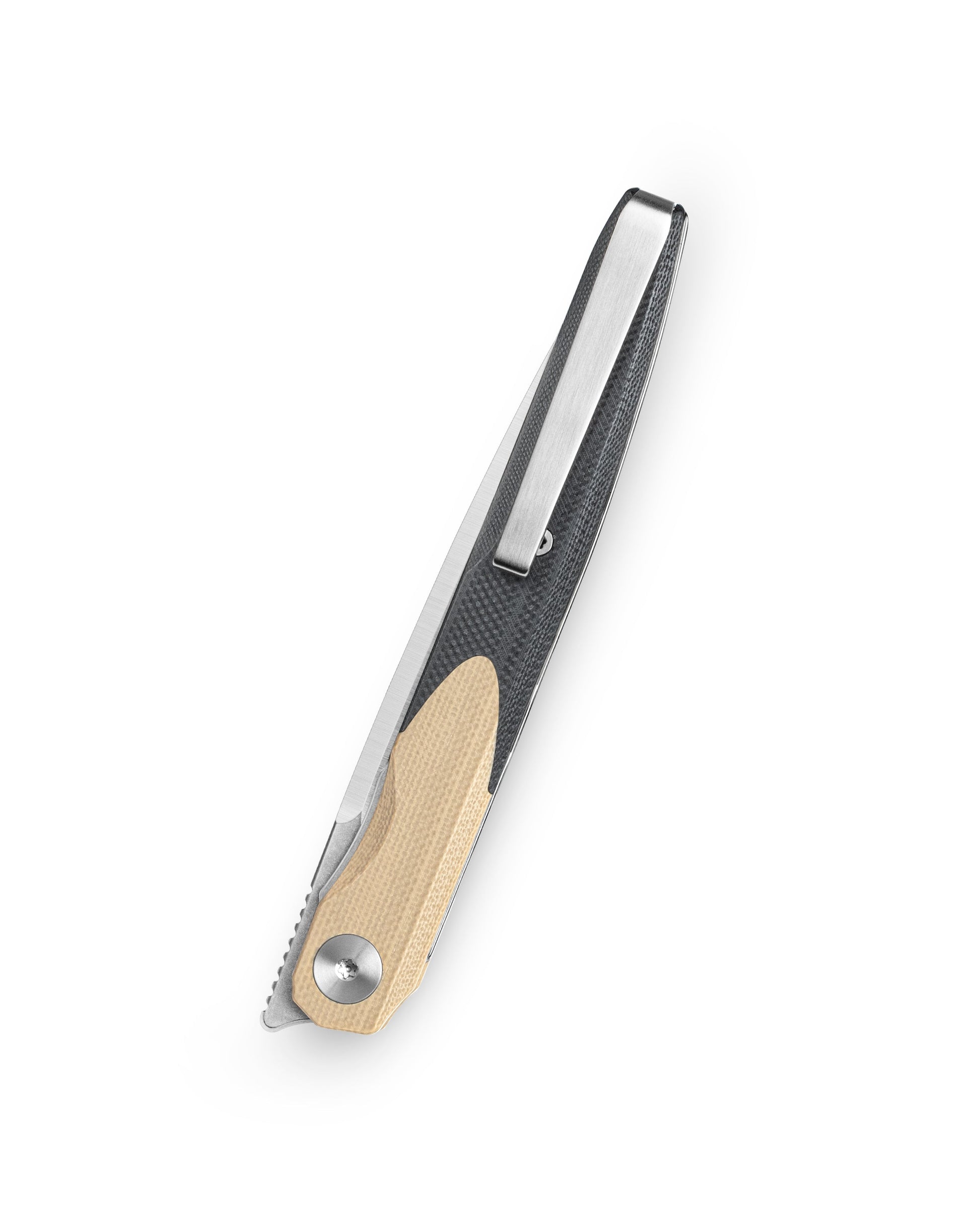 Bestechman LANZA BMK14B blade detail – satin+stonewash finish, 3.45" 14C28N steel