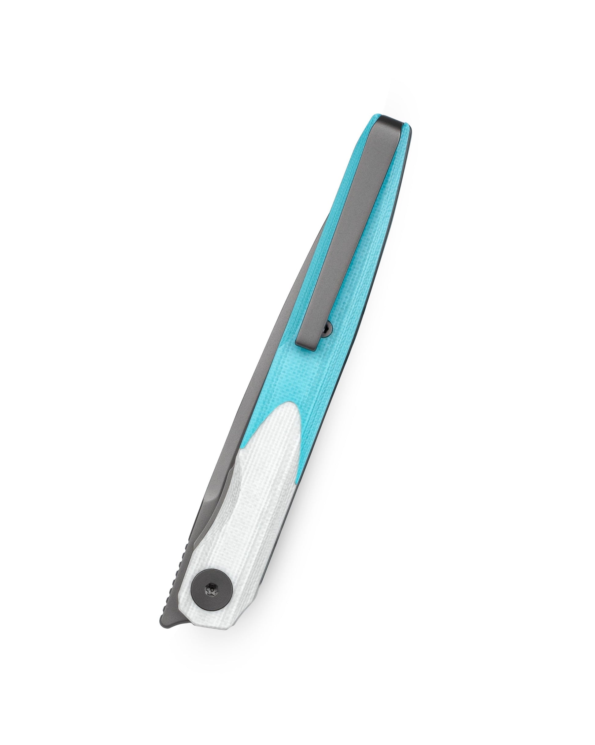 Bestechman LANZA BMK14D blade detail – Grey PVD finish, 3.45" 14C28N steel
