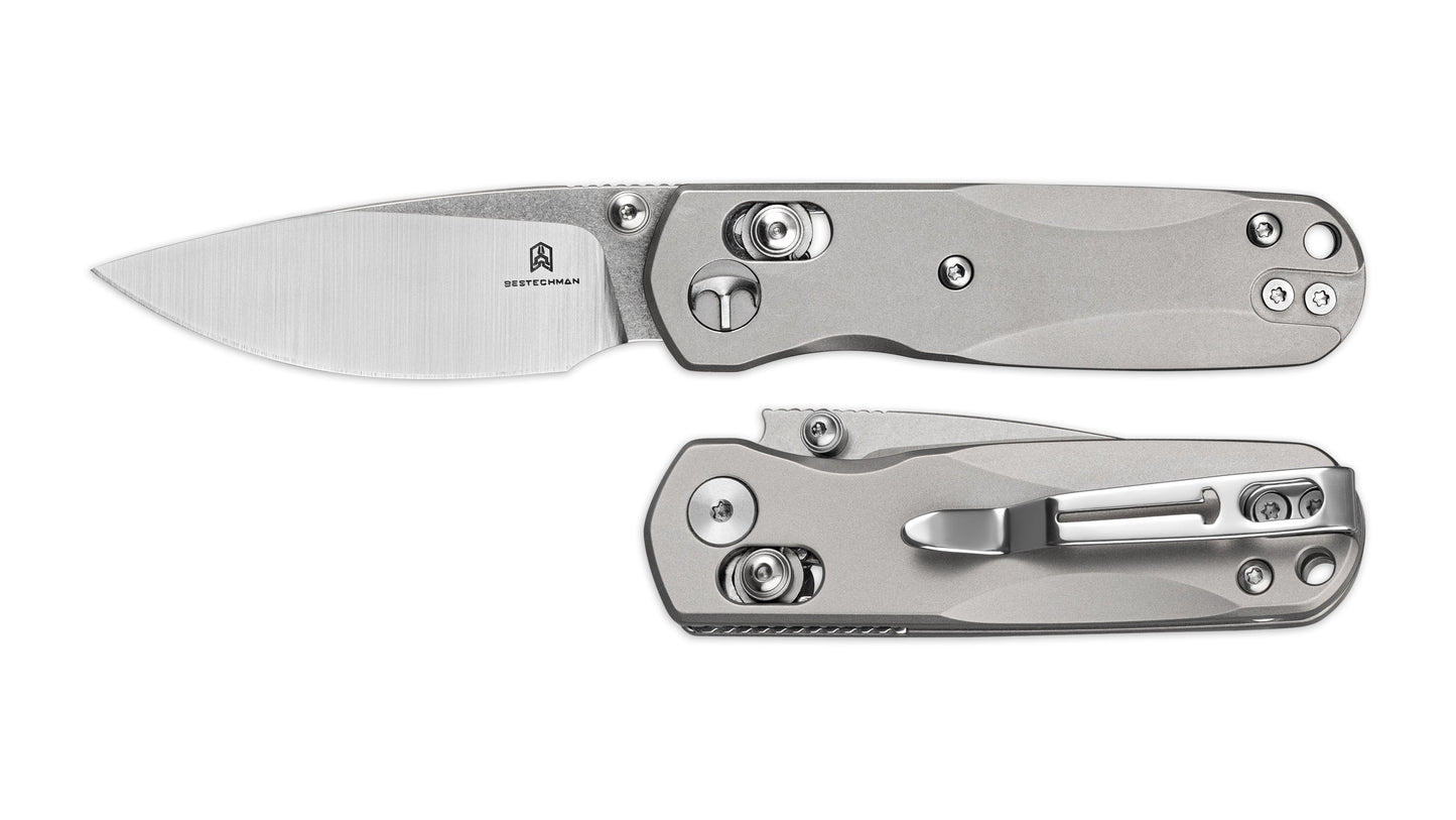 Bestechman SPRITE BMK21A natural bead blast titanium handle – matte Ti scales, B-Lock spine