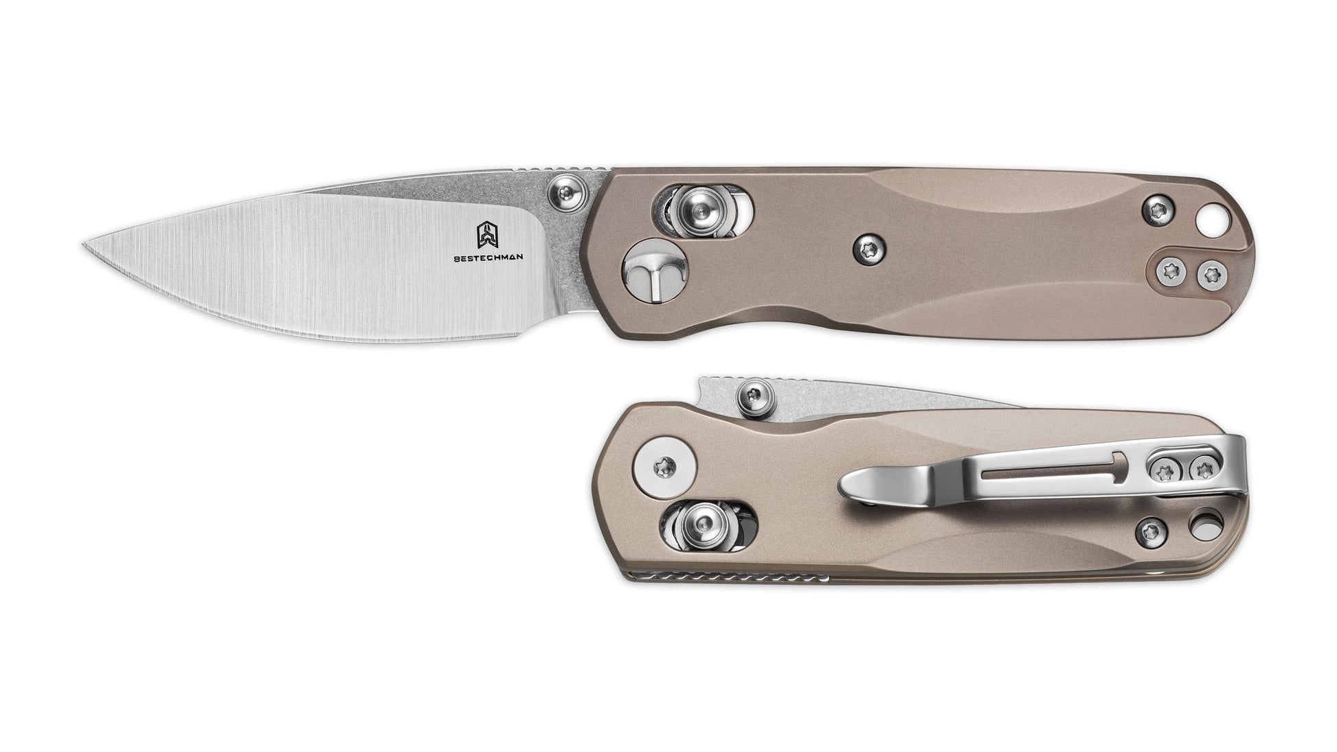 Bestechman SPRITE BMK21B bronze titanium handle – anodized Ti scales, B-Lock spine