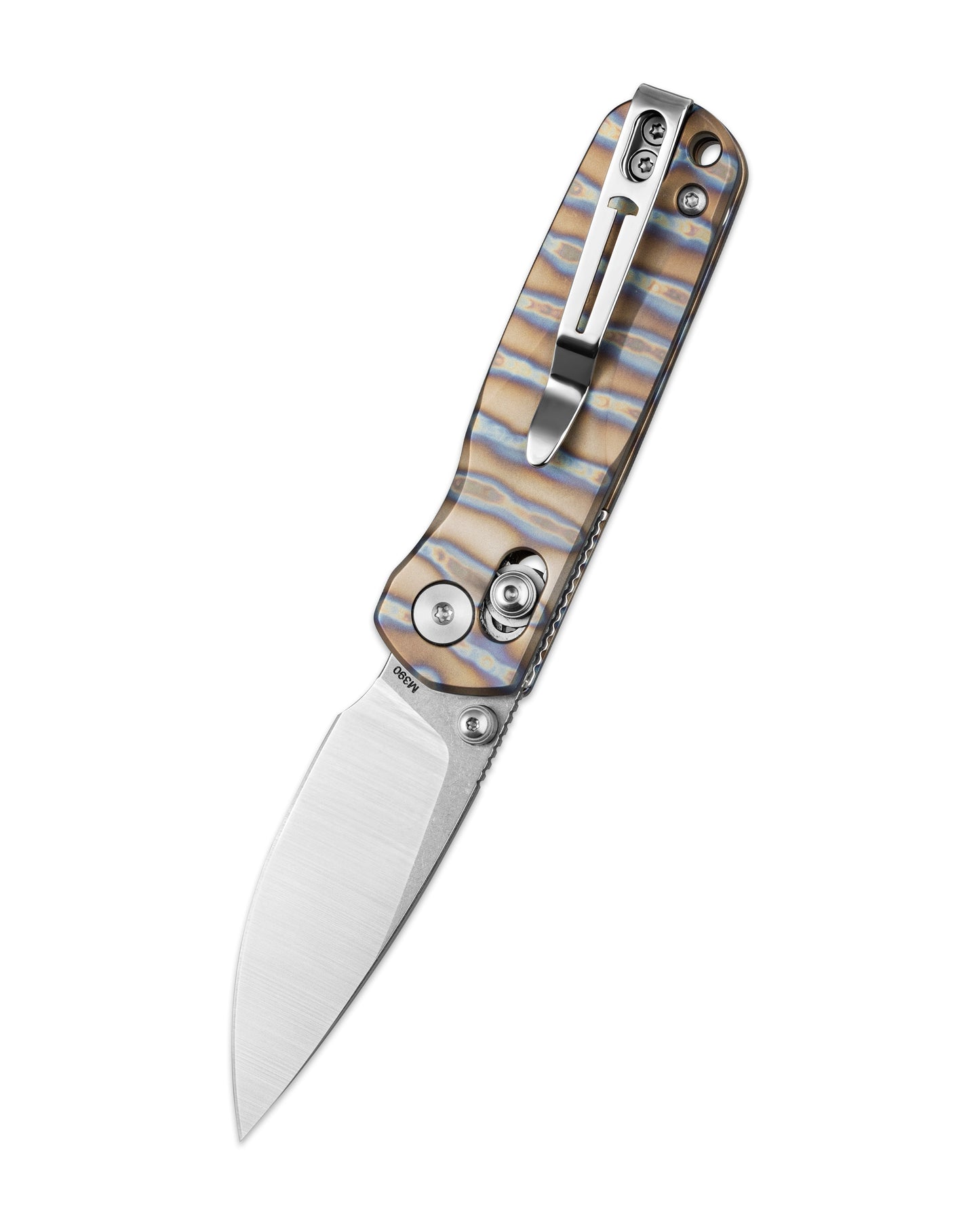 Bestechman SPRITE BMK21C blade detail – M390 stonewash+satin finish, 62 HRC, 2.36" blade