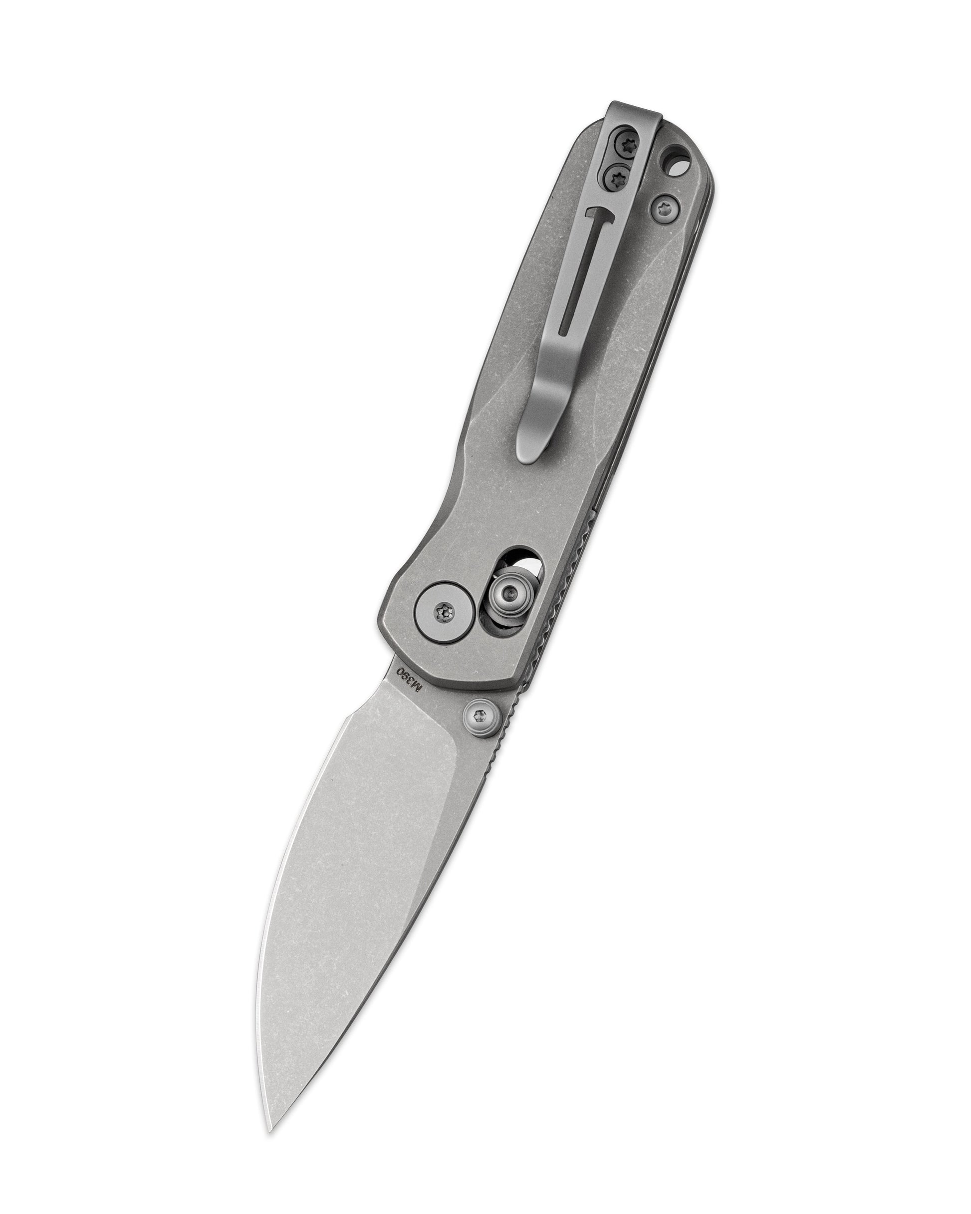 Bestechman SPRITE BMK21D blade detail – M390 dark bead blast stonewash finish, 62 HRC