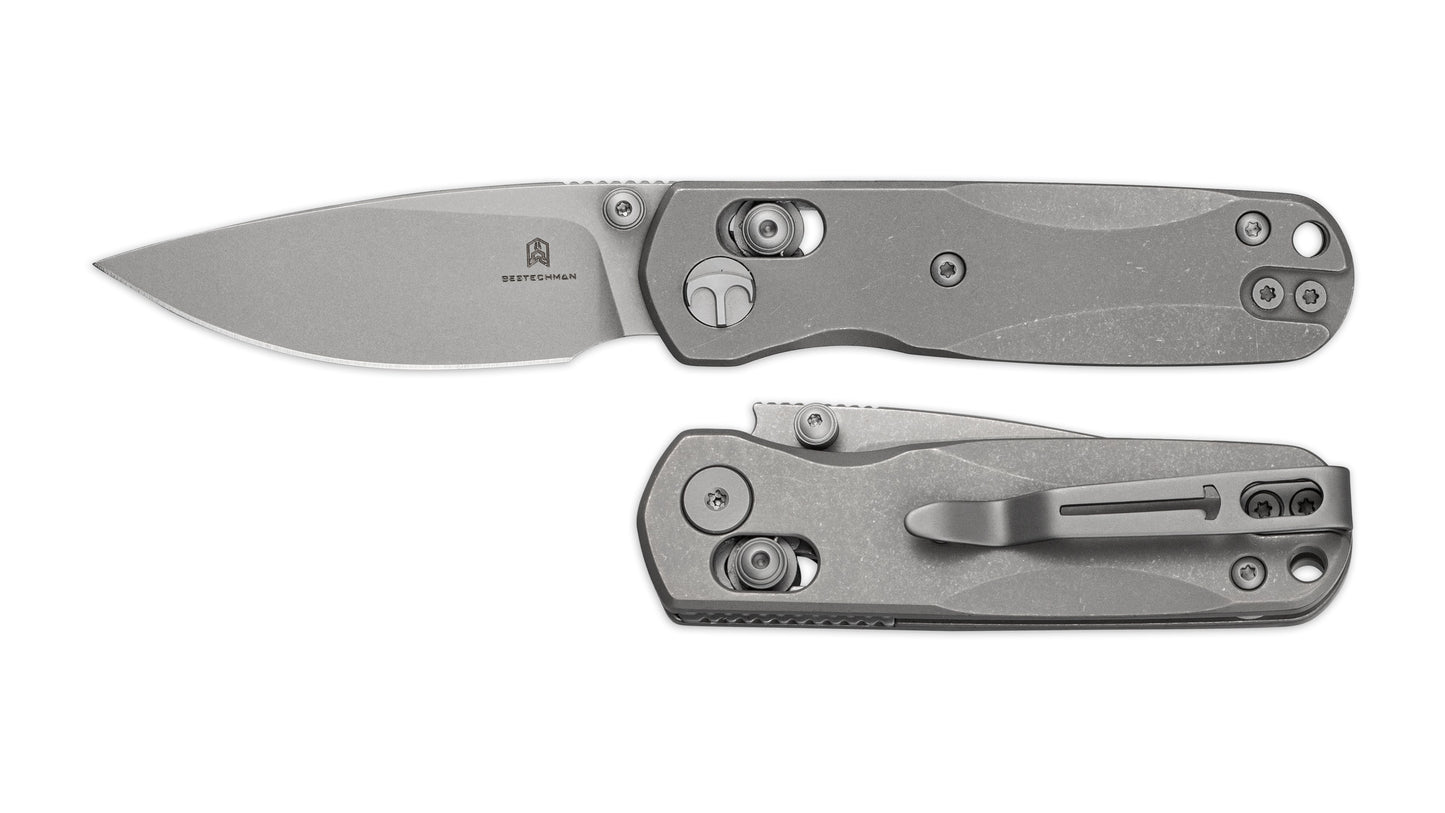 Bestechman SPRITE BMK21D dark stonewash titanium handle – matching all-dark blade and handle finish, B-Lock