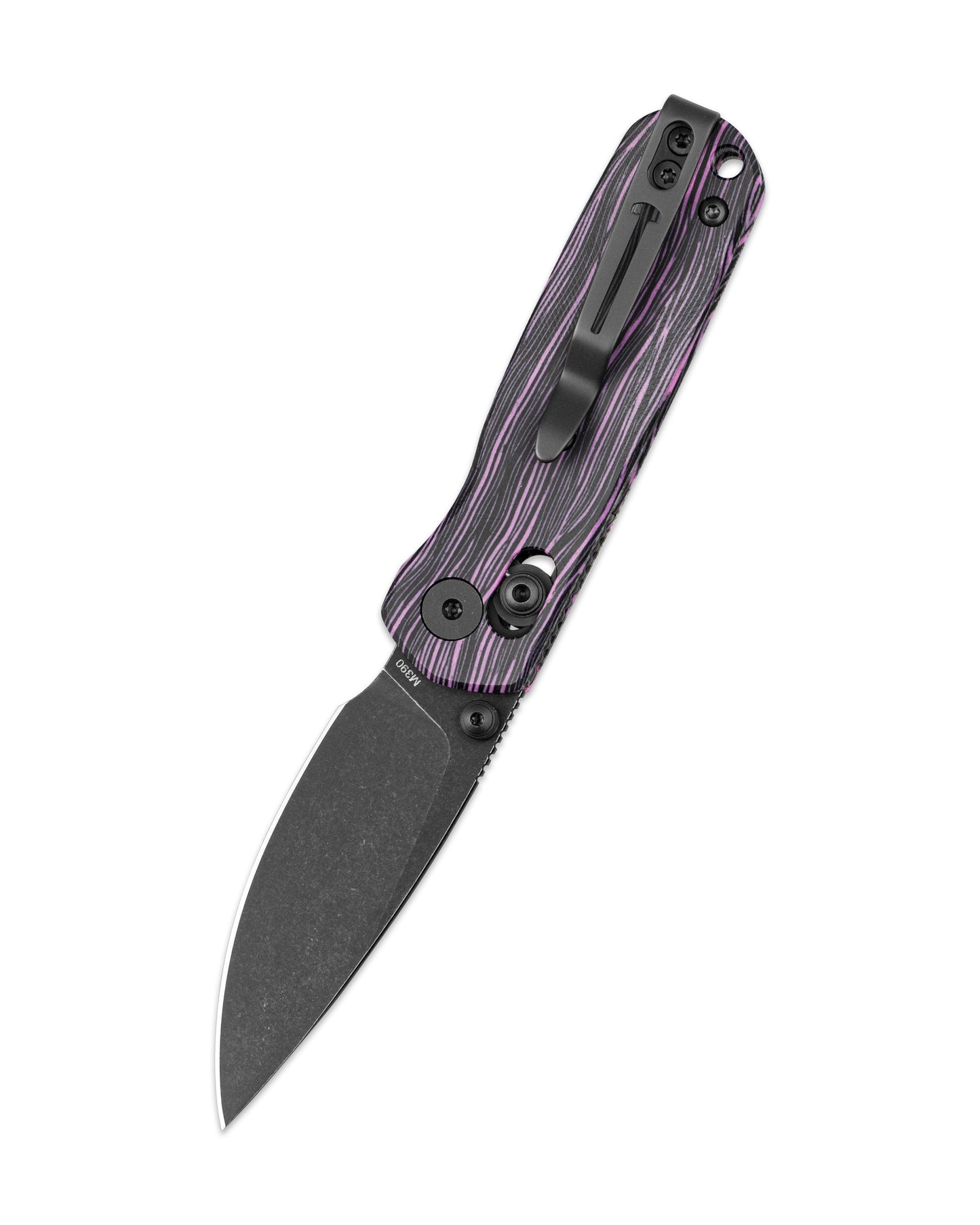 Bestechman SPRITE BMK21E blade detail – M390 black stonewash finish, 61 HRC, 2.36" blade