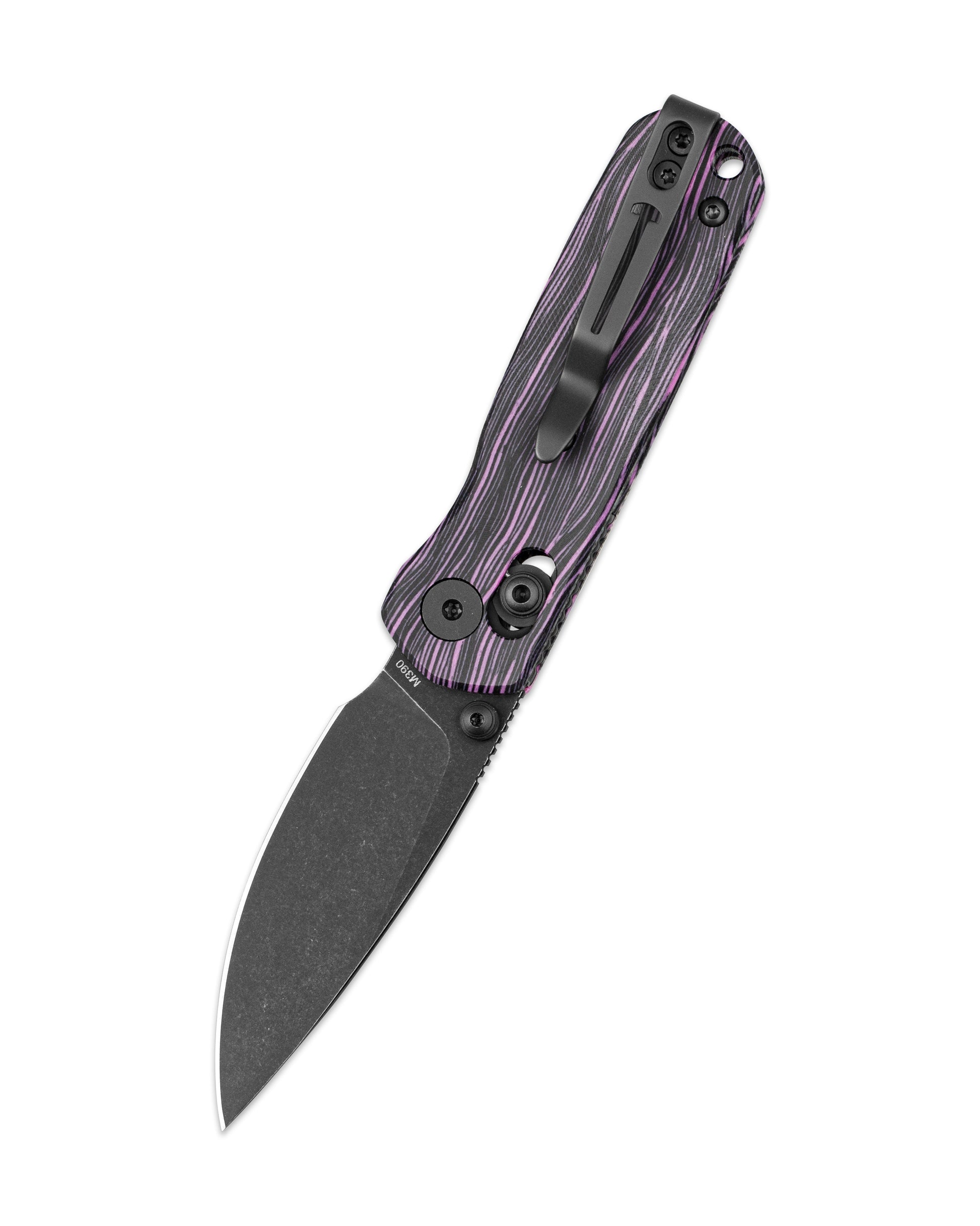 Bestechman SPRITE BMK21E blade detail – M390 black stonewash finish, 61 HRC, 2.36" blade