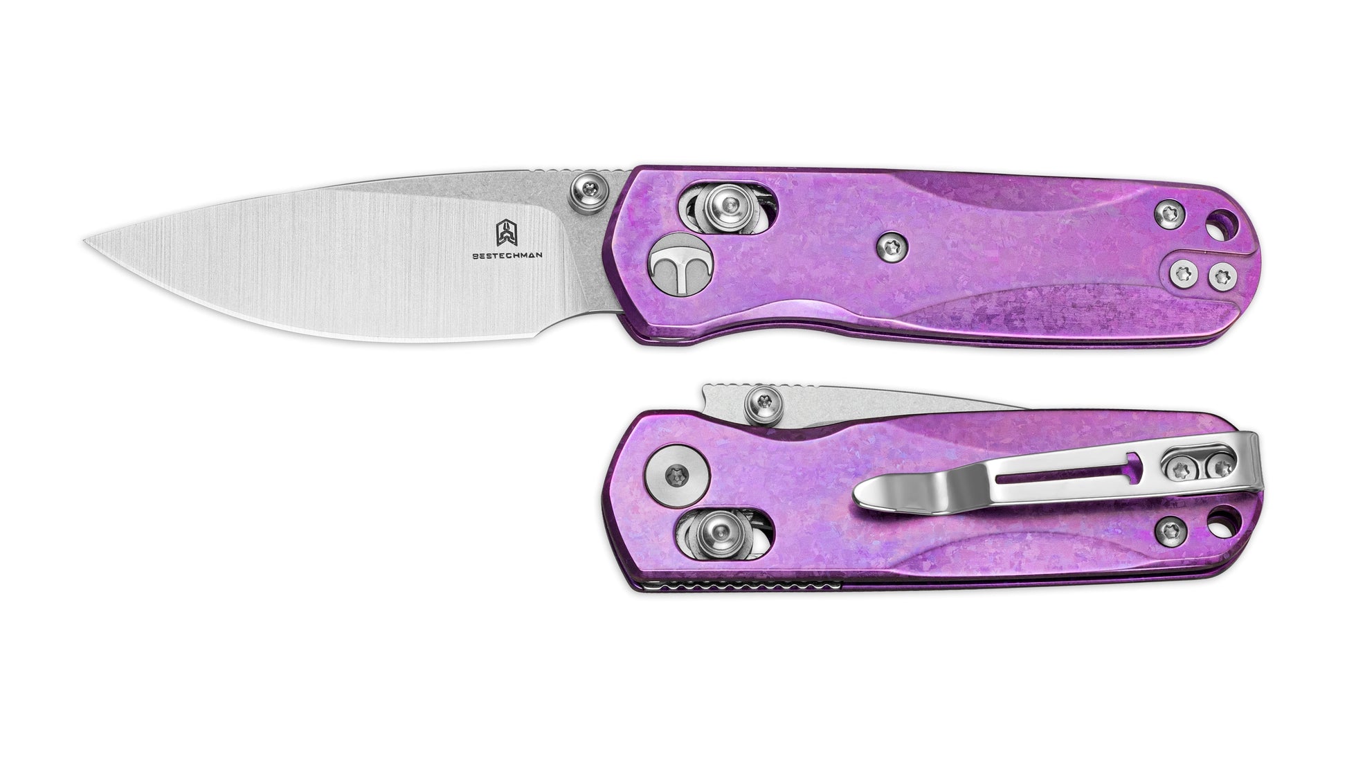 Bestechman SPRITE BMK21H crystallized titanium handle – purple iridescent crystallized Ti scales, B-Lock