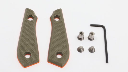 White River M1 Bolt-On Textured G10 Handle Kit BOS-M1-TGO – green and orange textured G10 scales with stainless steel hardware