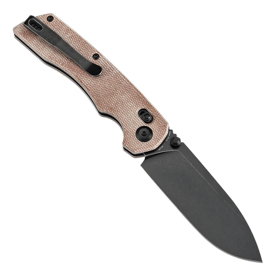 Tenable Kryo T1001V5 – 3.58" Blackwash 14C28N Blade, Brown Micarta Handle with Liner Lock