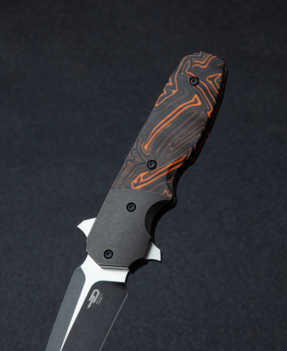 Bestech Freefall BT2007B handle detail – black titanium liner lock, 82g, Jason Clark design
