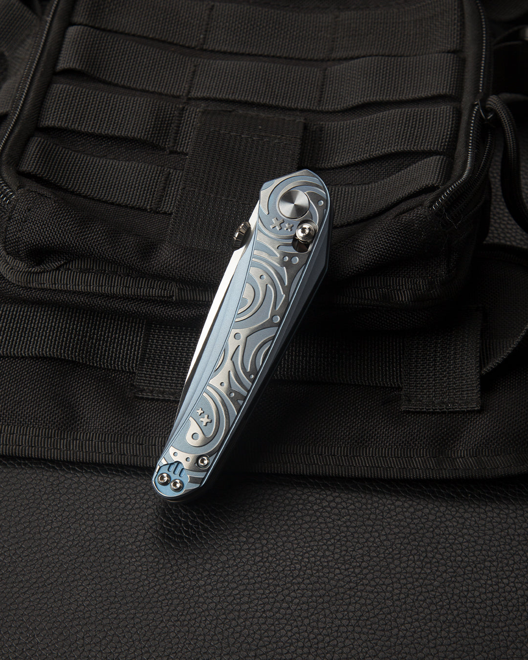 Bestech Mothus BT2206A open position – 3.47 inch M390 satin blade fully deployed on blue titanium handle