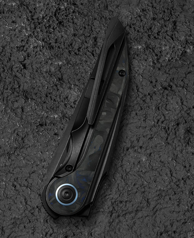 Bestech Blind Fury BT2303F blade detail – M390 steel with black stonewash finish and tanto tip