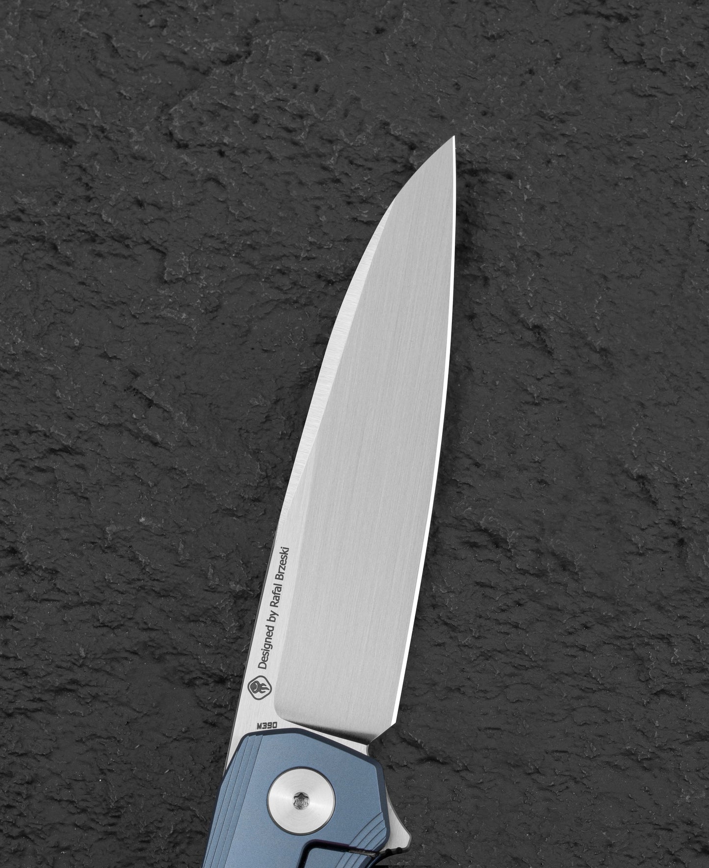 Bestech 9 BT2408C Blue Anodized Titanium Handle Texture Detail Folding Knife