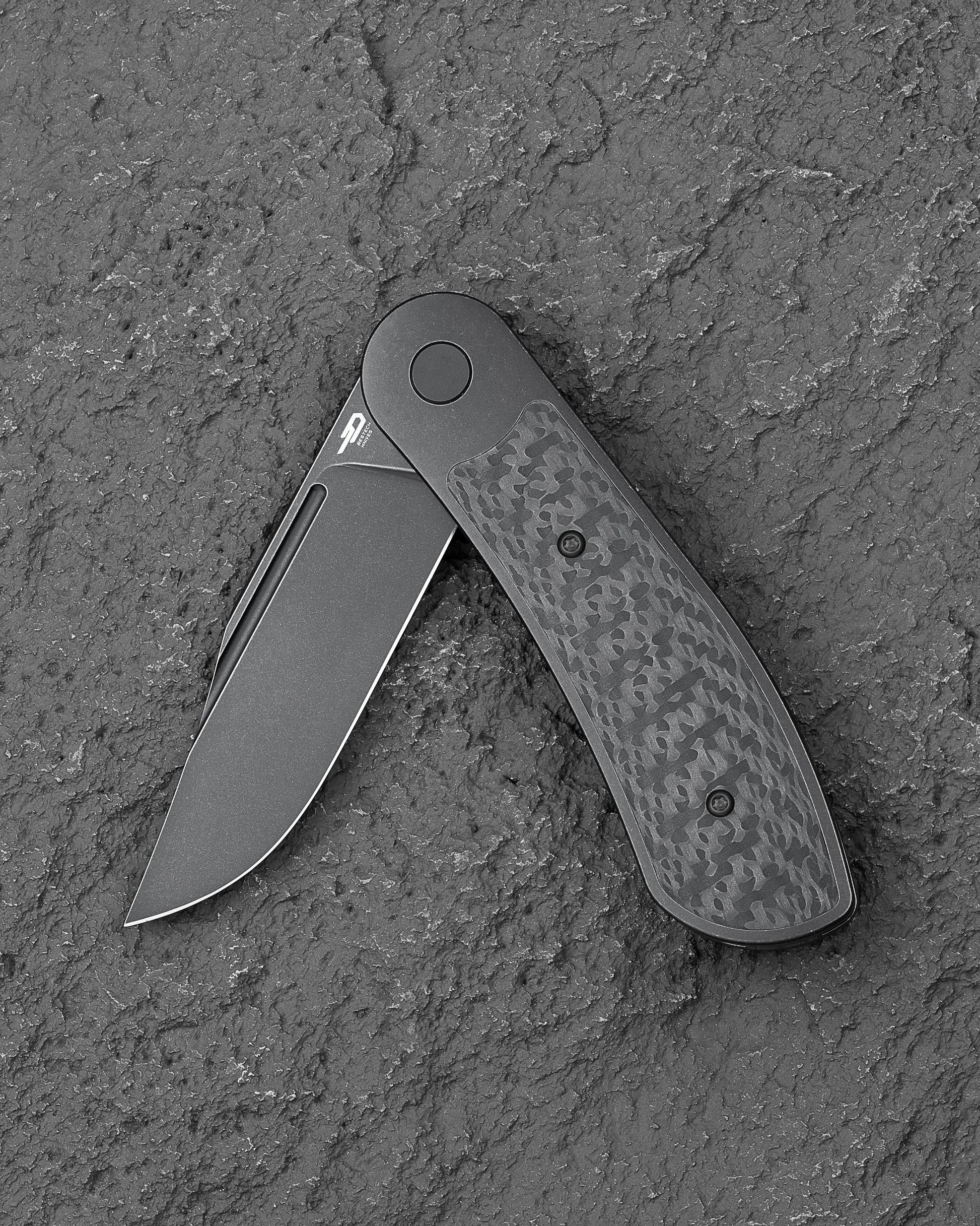 Bestech Vestige BT2411D MagnaCut 3.47 Inch Black Stonewash Clip Point Blade Detail