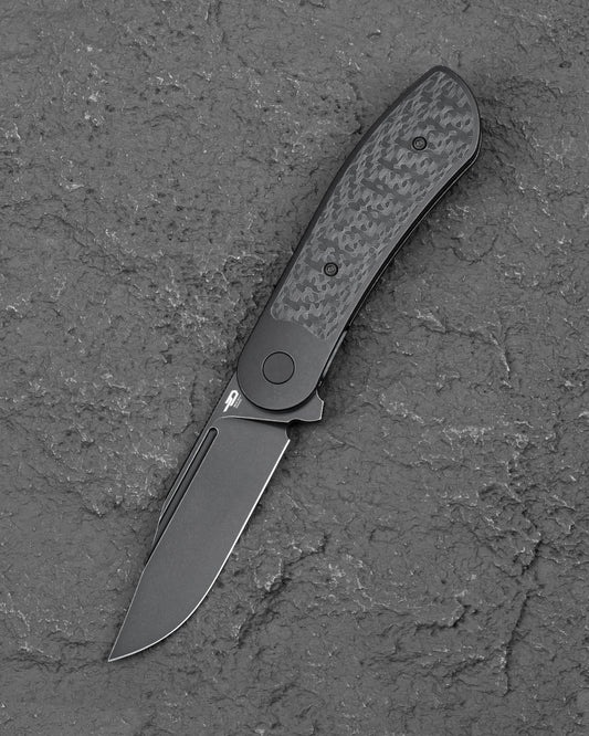 Bestech Vestige BT2411D MagnaCut Black Stonewash Blade Titanium Carbon Fiber Frame Lock Folding Knife Front View