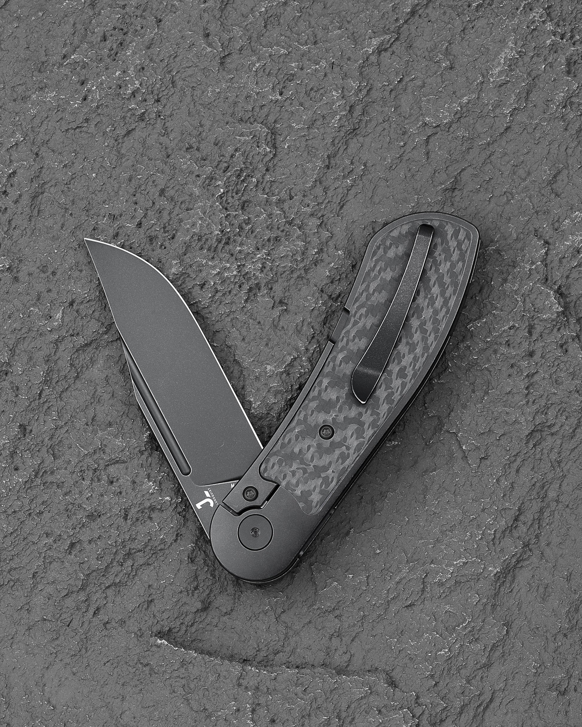 Bestech Vestige BT2411D Black Stonewash Titanium Frame Lock Folding Knife Side View