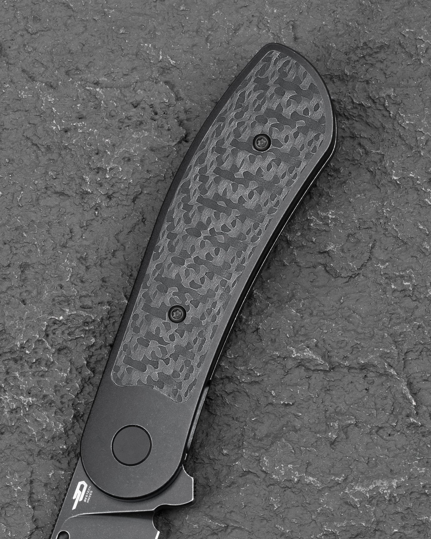 Bestech Vestige BT2411D Folding Knife Blade Spine MagnaCut Steel Black Stonewash Detail