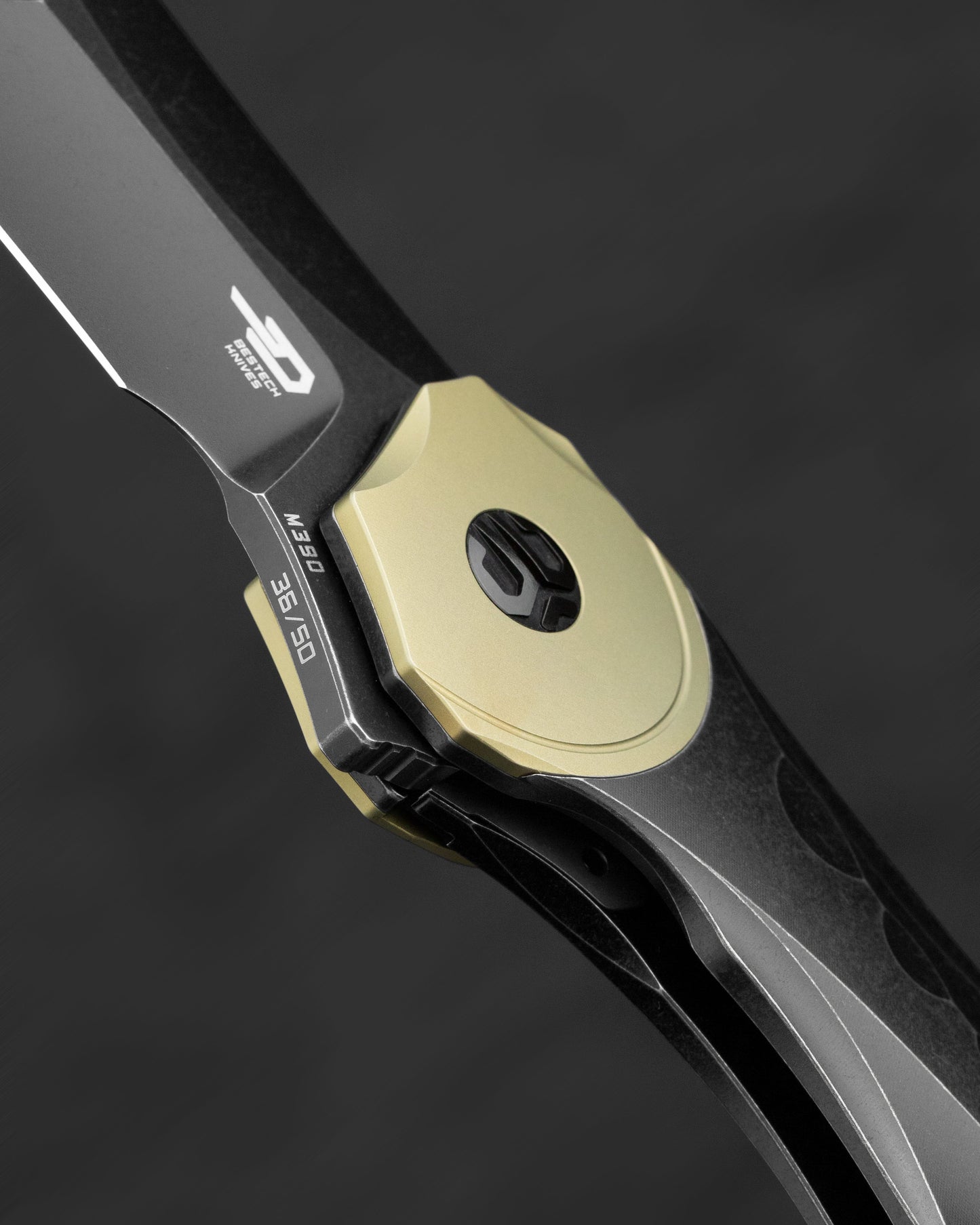 Bestech Excentric BT2412B Titanium Pocket Clip Black Stonewash Folding Knife Detail