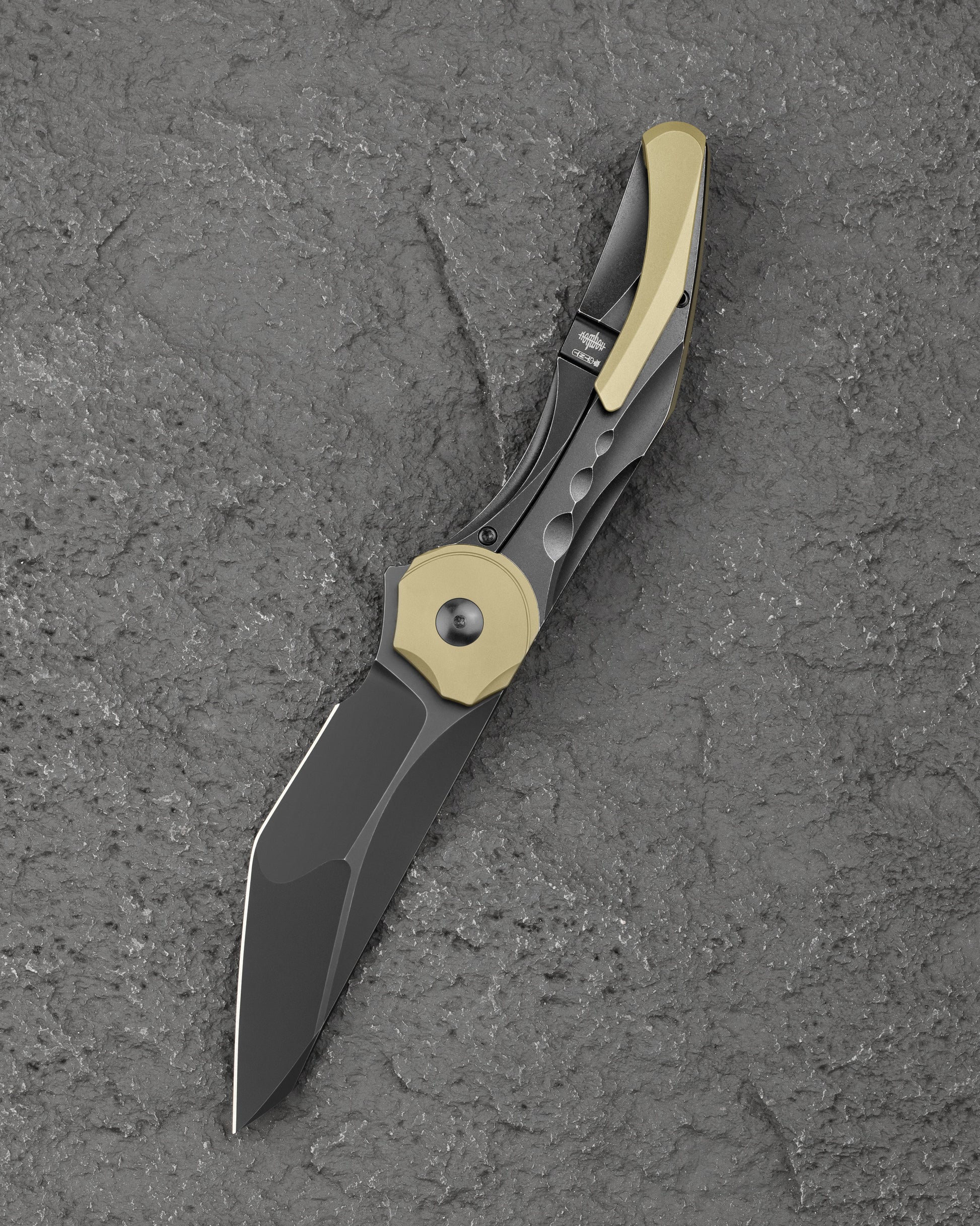 Bestech Excentric BT2412B Black Stonewash Titanium Handle Folding Knife Closed View