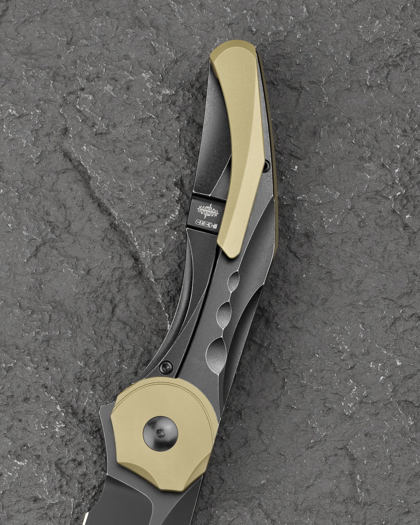 Bestech Excentric BT2412B Titanium Frame Lock Detail Black Stonewash Knife
