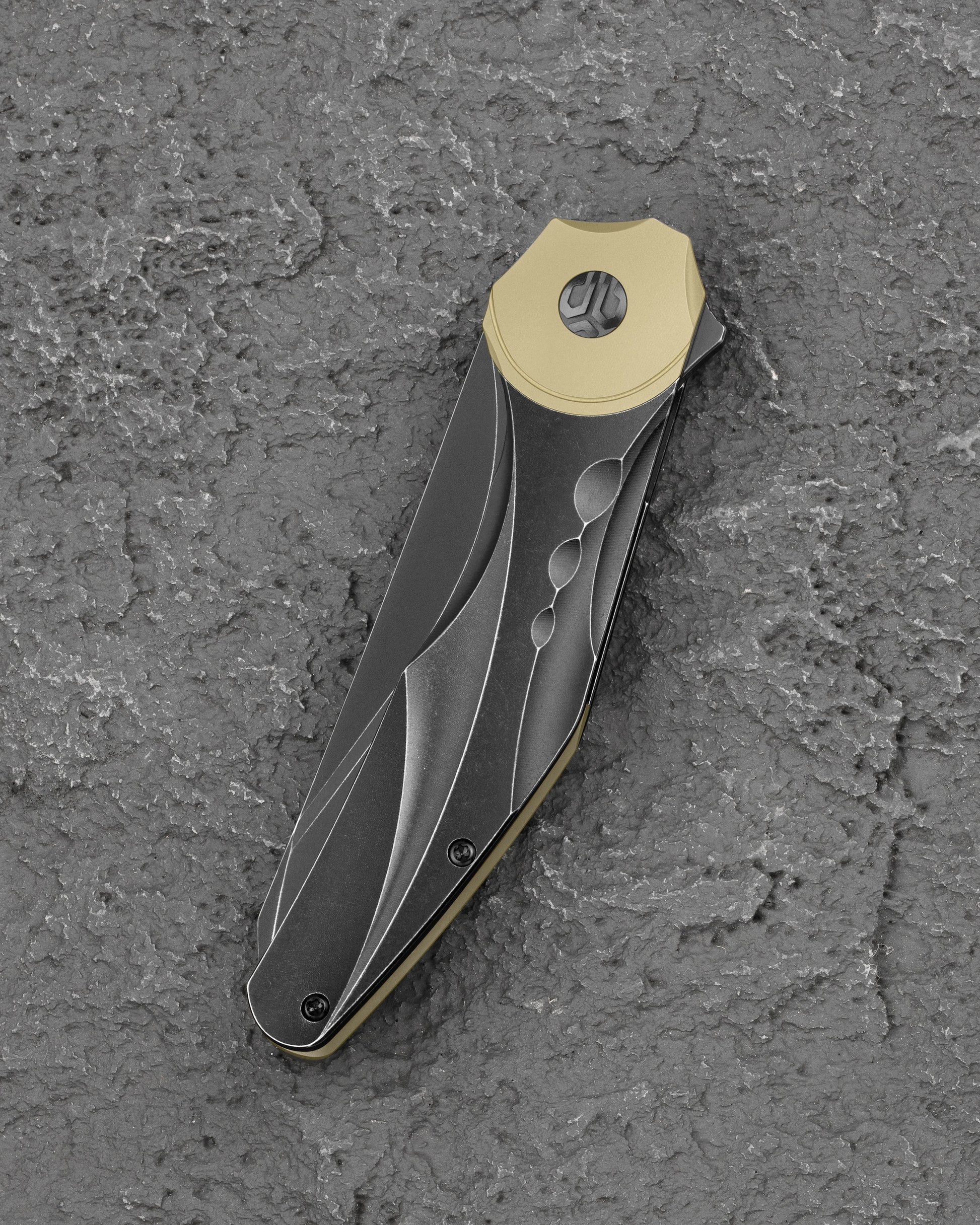 Bestech Excentric BT2412B Black Stonewash Titanium Handle Knife Open Position