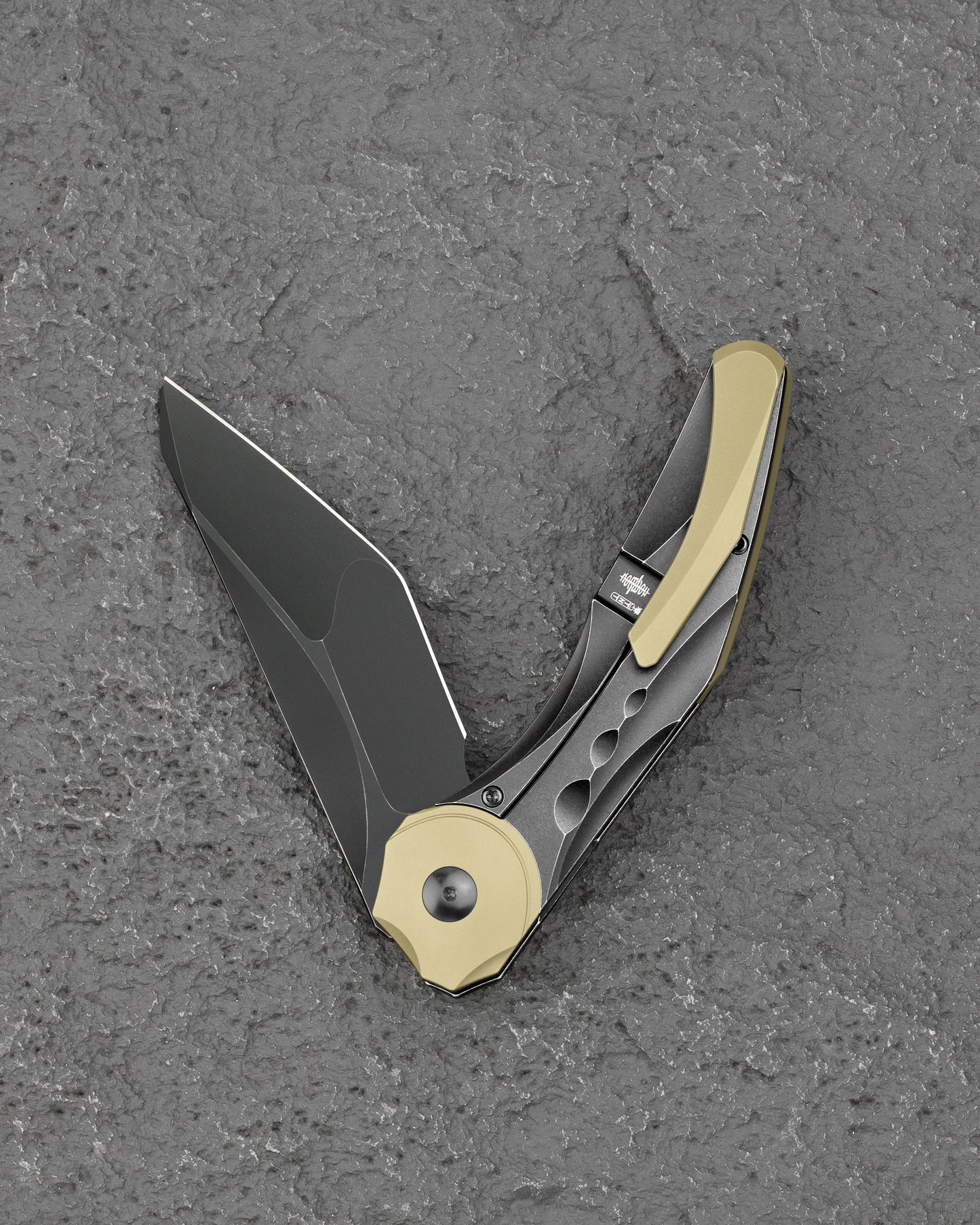 Bestech Excentric BT2412B Black Stonewash Titanium Frame Lock Folding Knife Side View