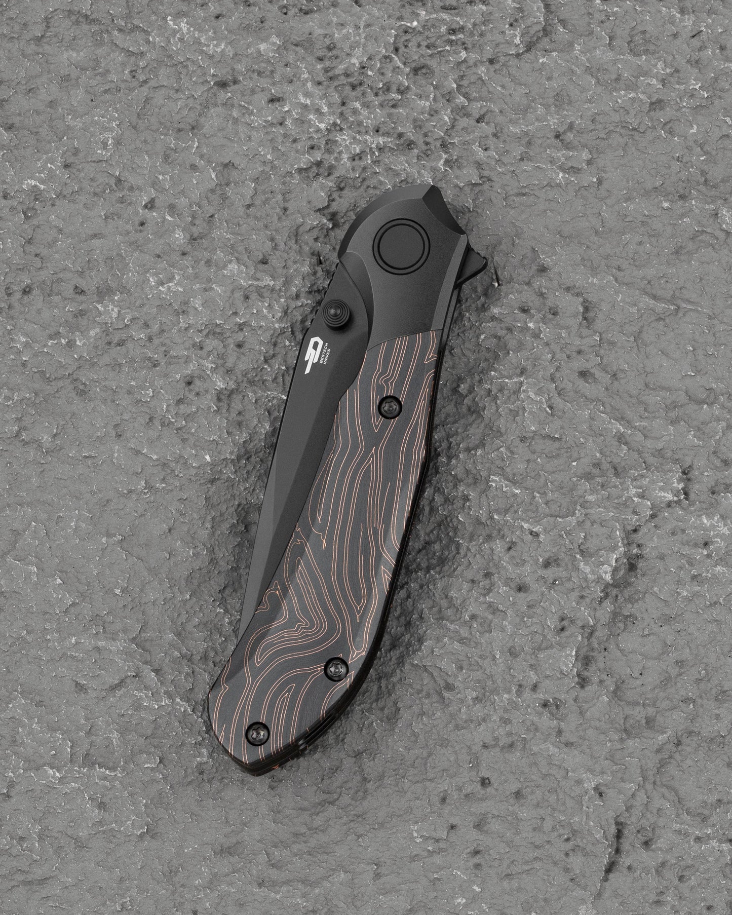 Bestech Constellation BT2501B Titanium Pocket Clip Black PVD Folding Knife Detail
