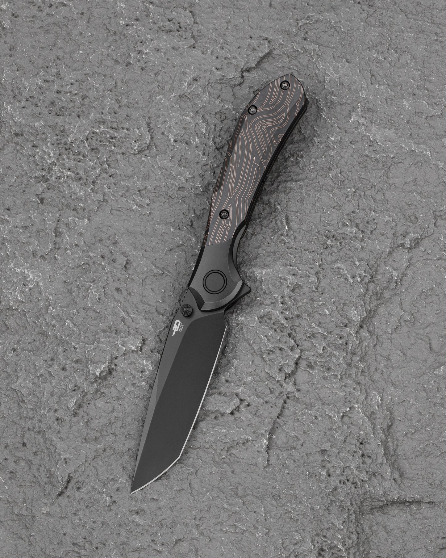 Bestech Constellation BT2501B MagnaCut Black PVD Blade Titanium G10 Frame Lock Folding Knife Front View