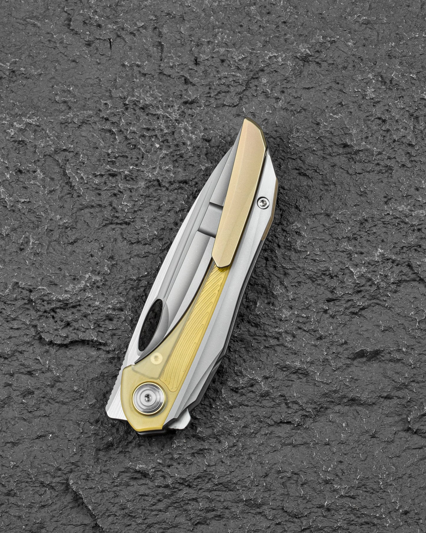 Bestech Senu BT2601A Stonewash Titanium Frame Lock Folding Knife Side View