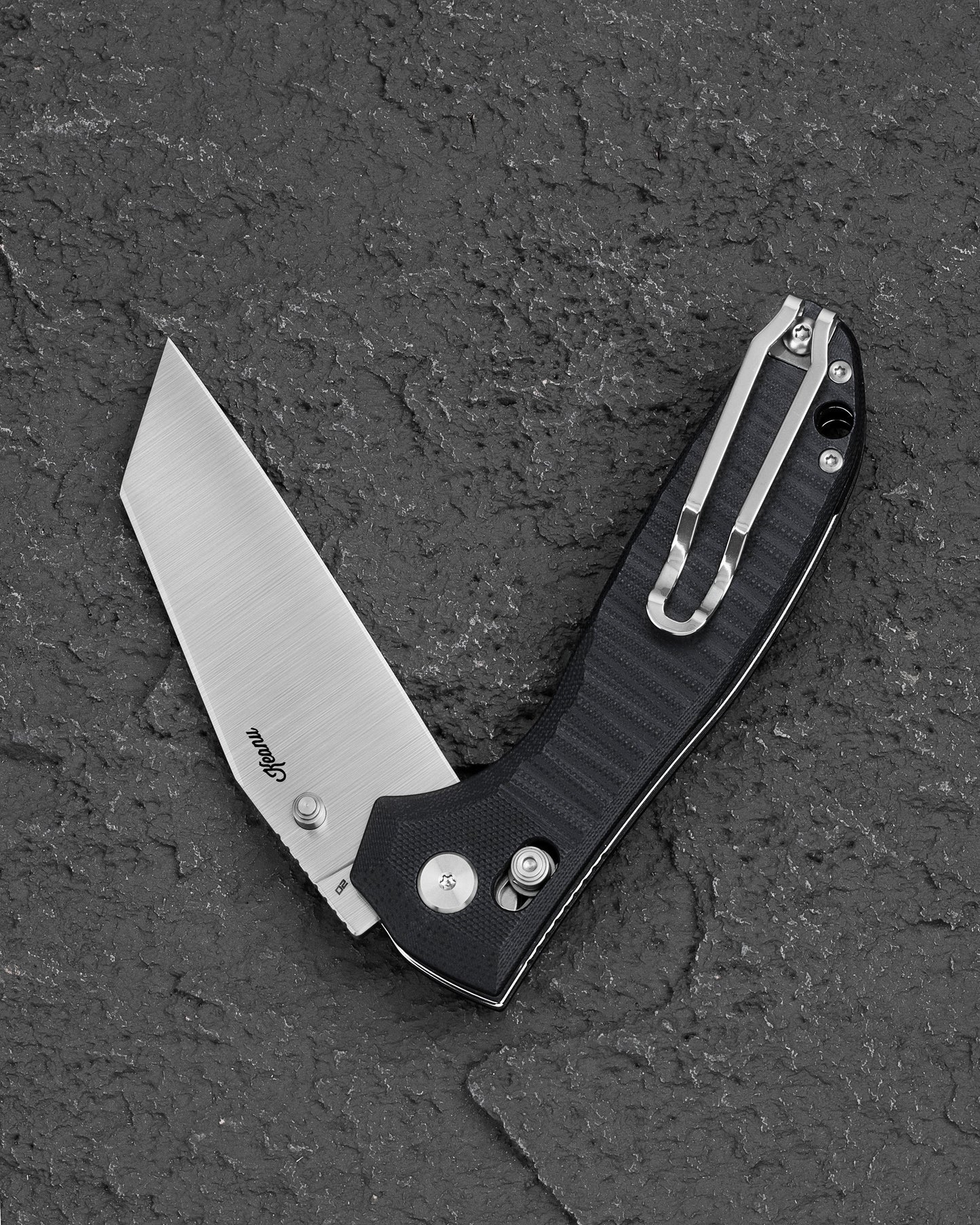 Bestech Liger BTKG61A blade detail – D2 Satin wharncliffe edge