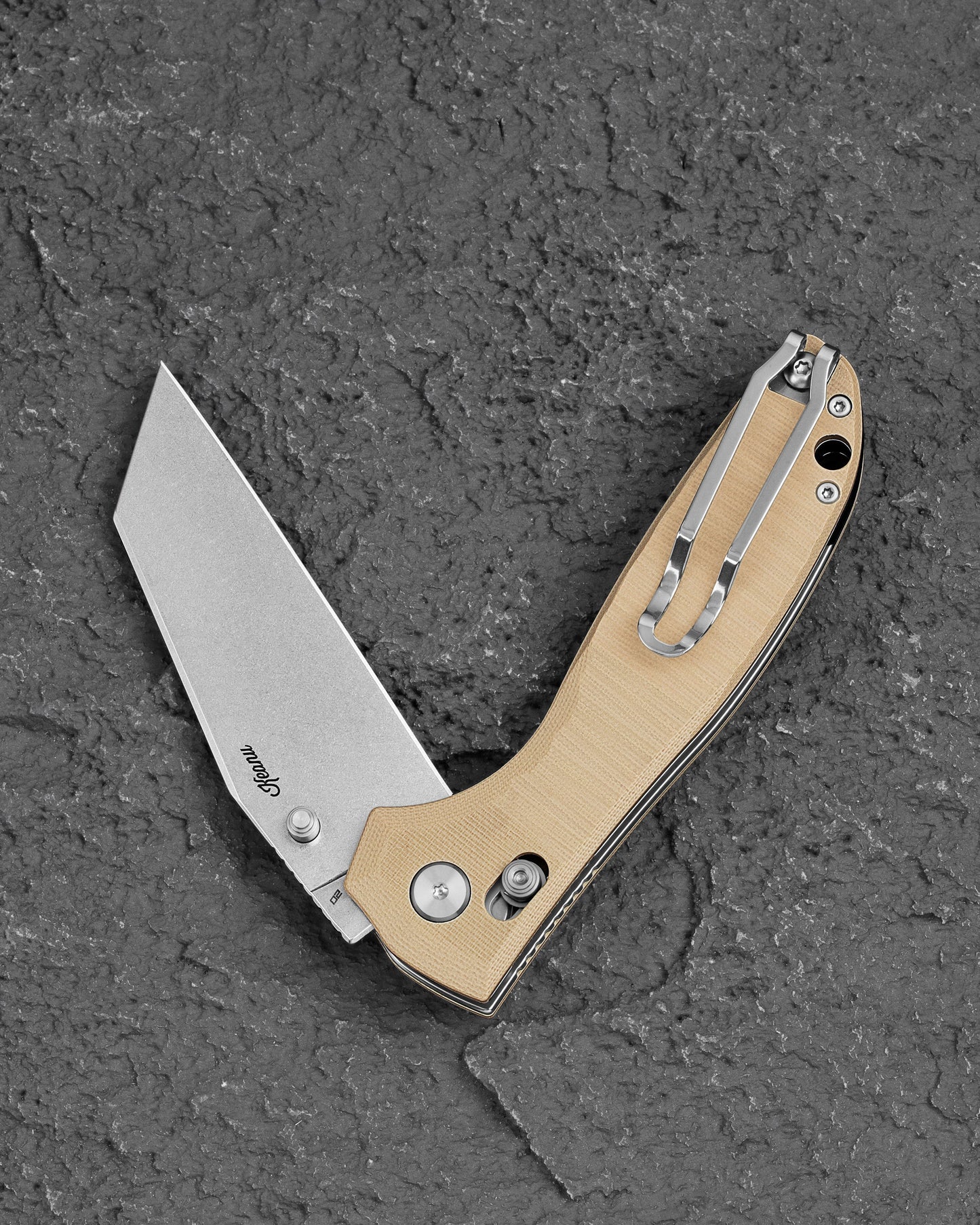 Bestech Liger BTKG61C blade detail – D2 Stonewash wharncliffe edge