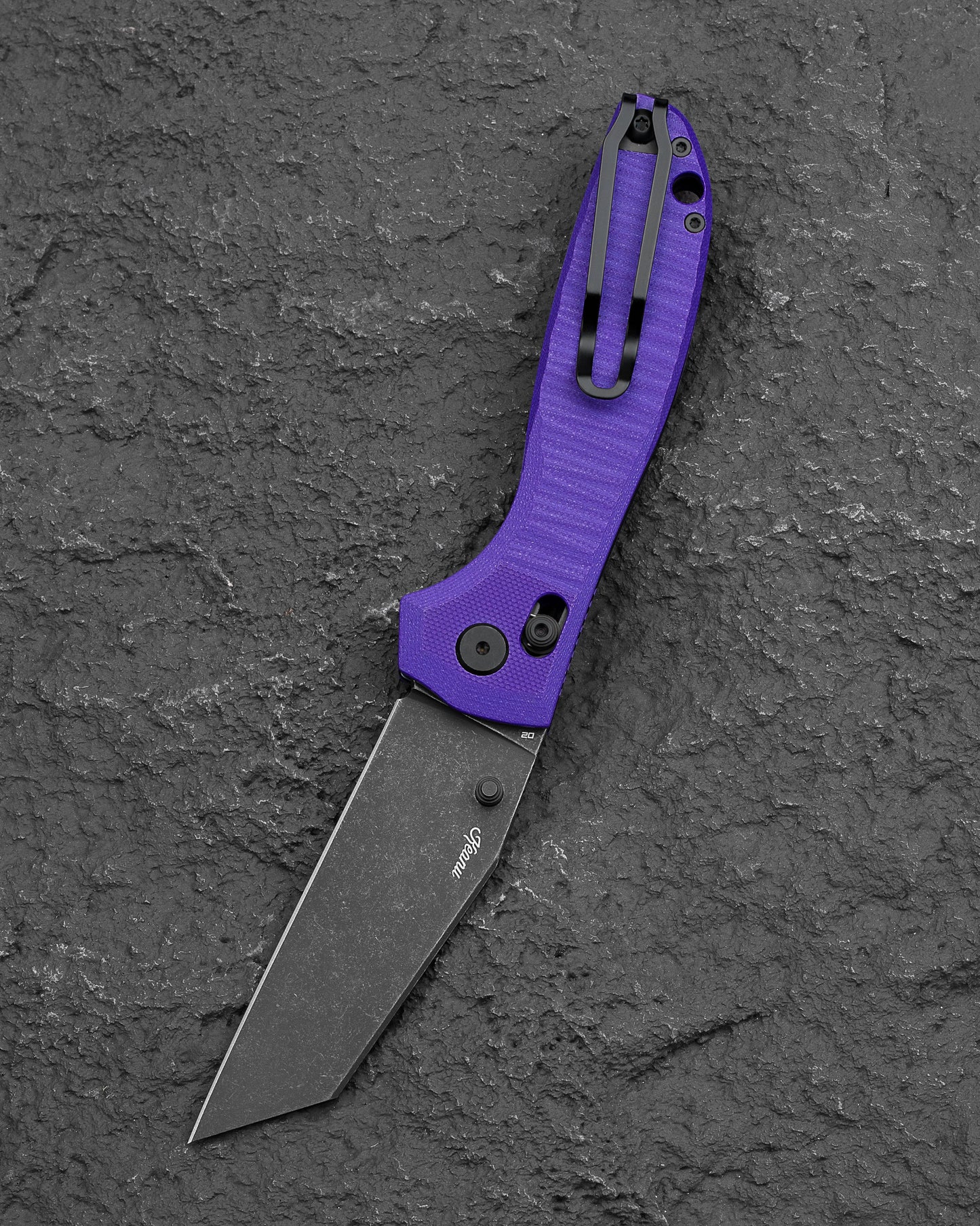 Bestech Liger BTKG61E closed view – Purple G10 handle, B-Lock folding knife