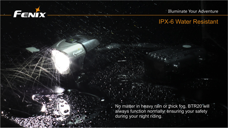 Fenix BTR20 CREE XM-L T6 800 Lumen NEUTRAL WHITE Rechargeable LED Bicycle Light