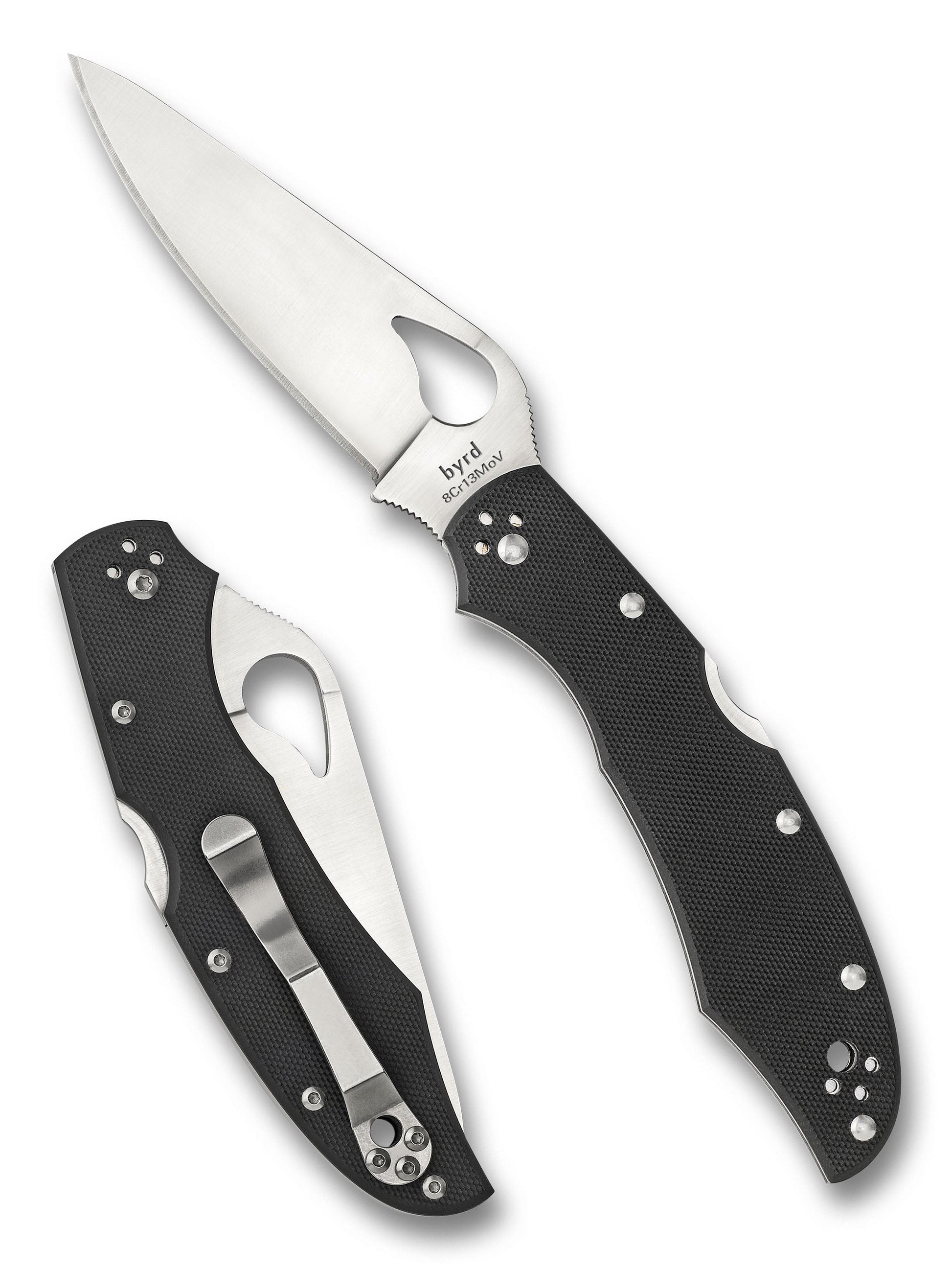 Spyderco Byrd Cara Cara 2 BY03GP2 folding knife shown open and closed