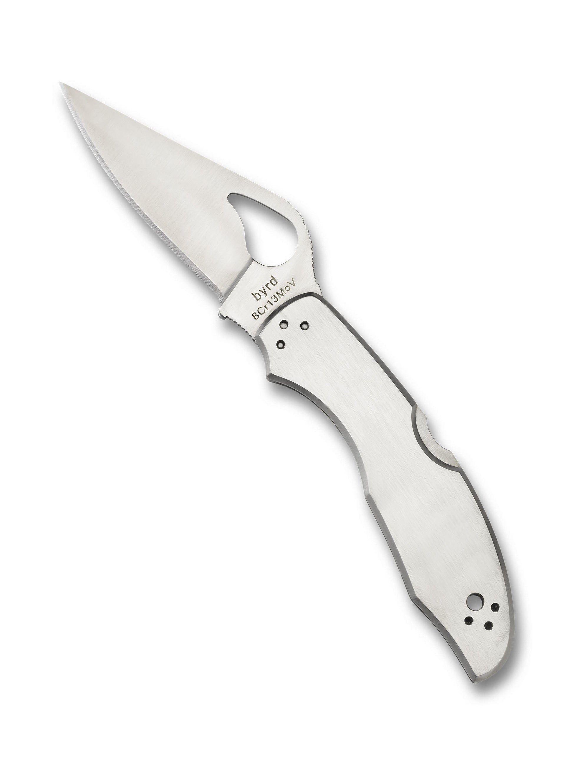 Spyderco Byrd Meadowlark 2 BY04P2 open position with full-flat-ground 8Cr13MoV leaf blade and back lock