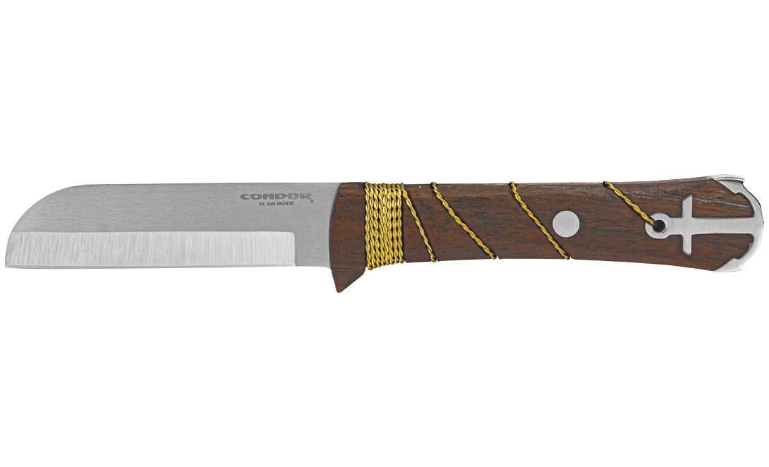 Condor Ocean Raider Fixed Blade Knife 3.77" 440c Steel Sheepsfoot Blade Walnut Handles Leather Sheath