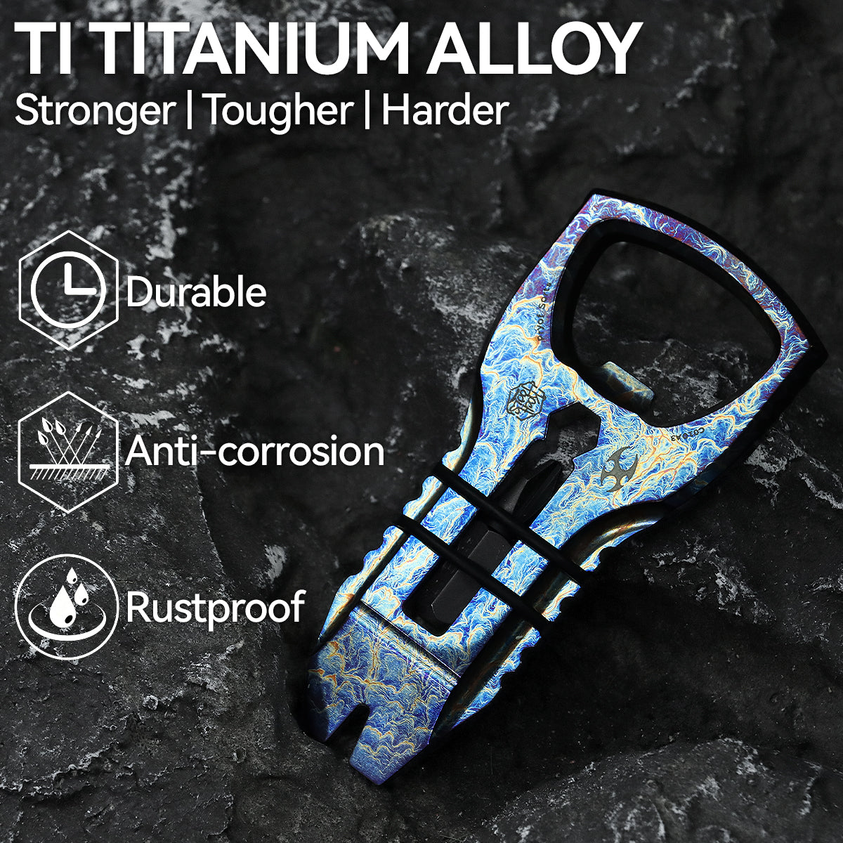 Kansept PryOfSorts C010A3 Lightning Strike titanium finish detail