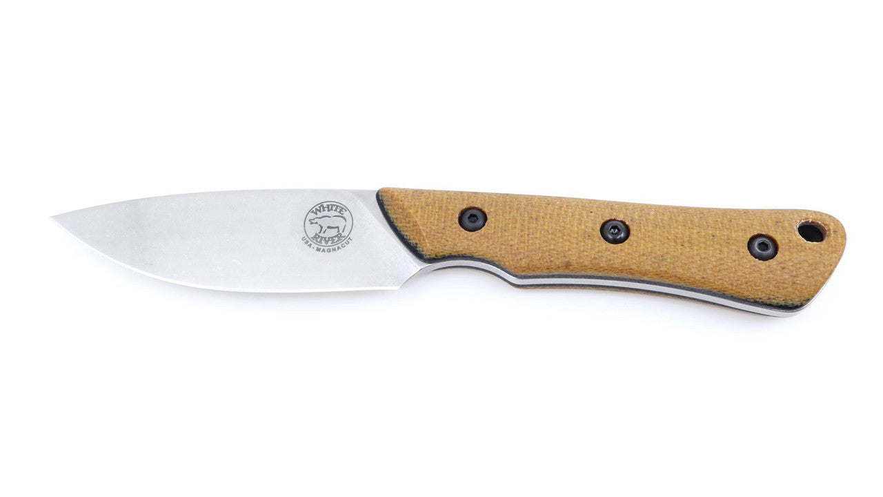 White River Smith & Sons Brave – CPM Magnacut Steel Knife, Natural Canvas Micarta / Black Liners, Kydex Sheath (USA Made)