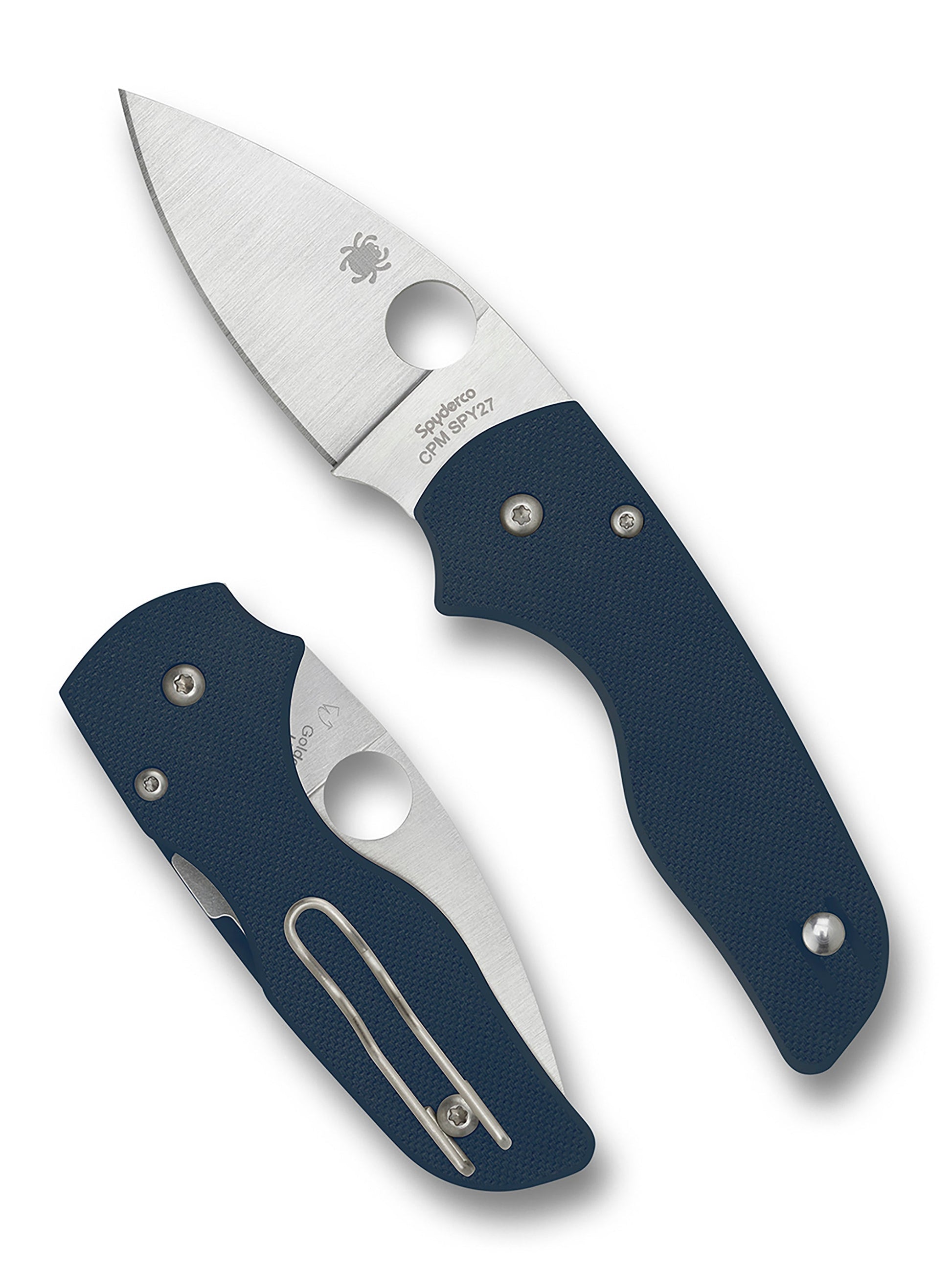Spyderco Lil' Native C230GPCBL 2.42" CPM SPY27 cobalt blue G-10 folding knife front view