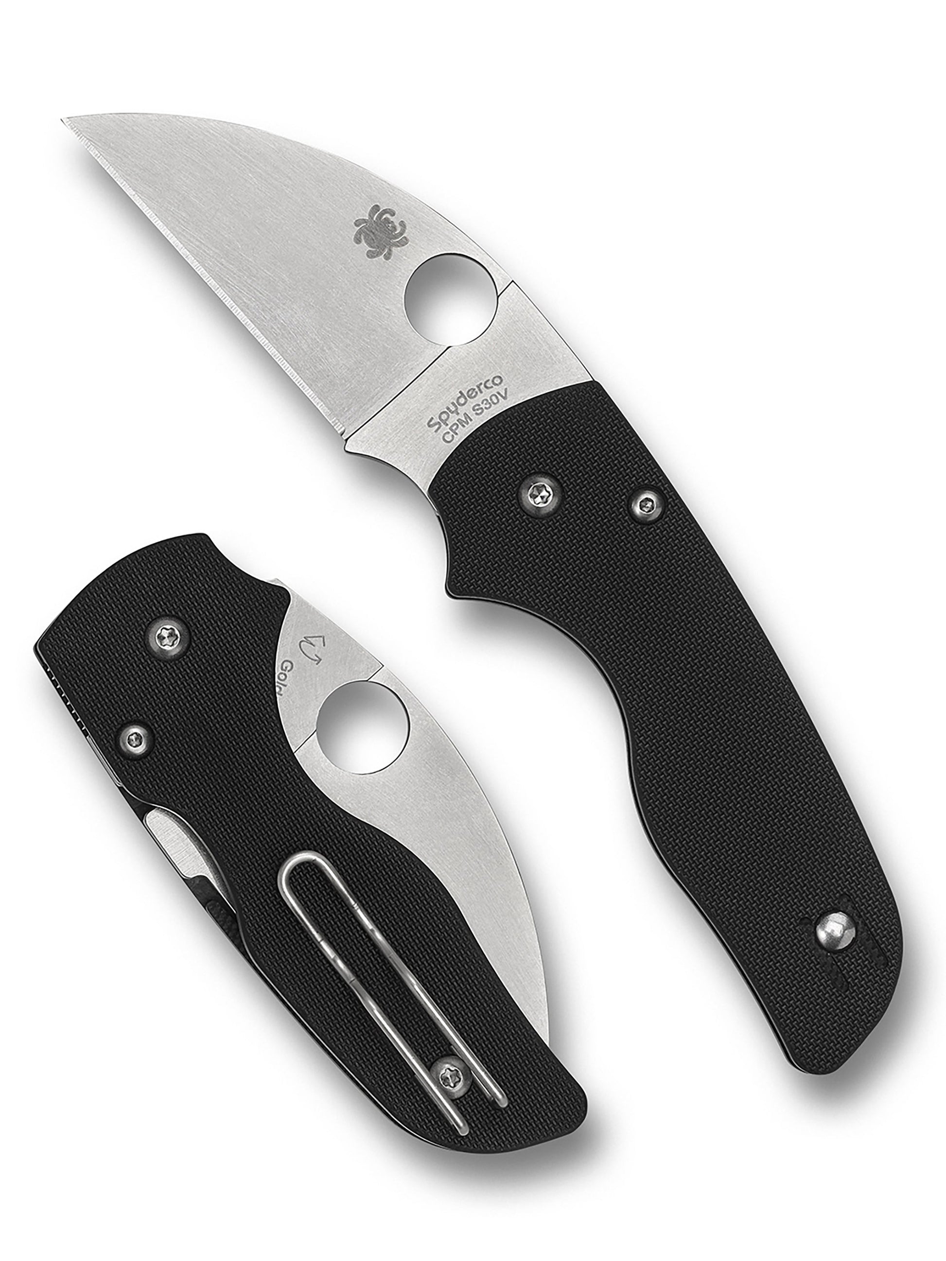 Spyderco Lil' Native Wharncliffe C230GPWC 2.47" CPM S30V black G-10 folding knife front view