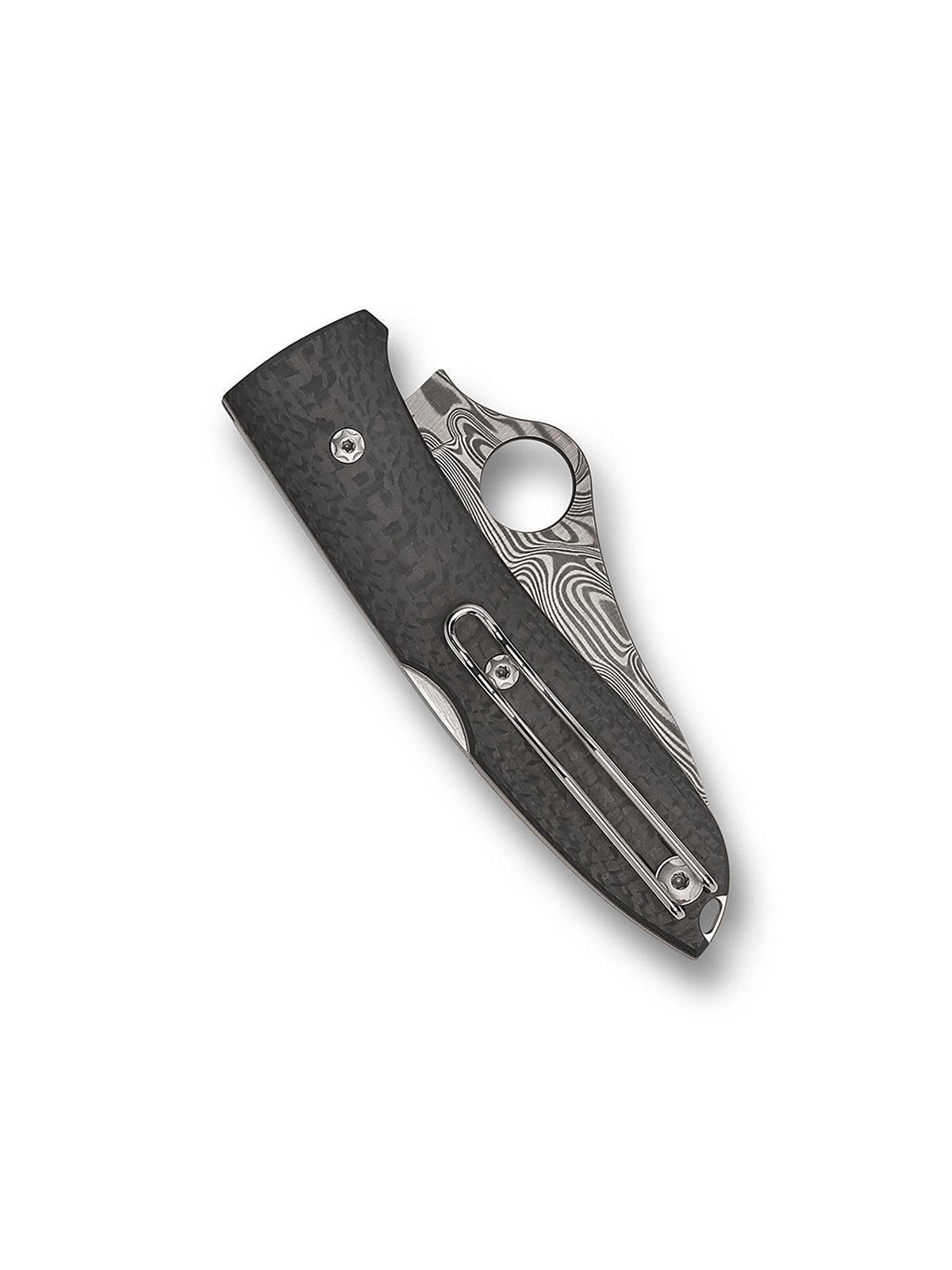 Spyderco SpyOpera C255CFPD closed view showing crowned carbon fiber handle