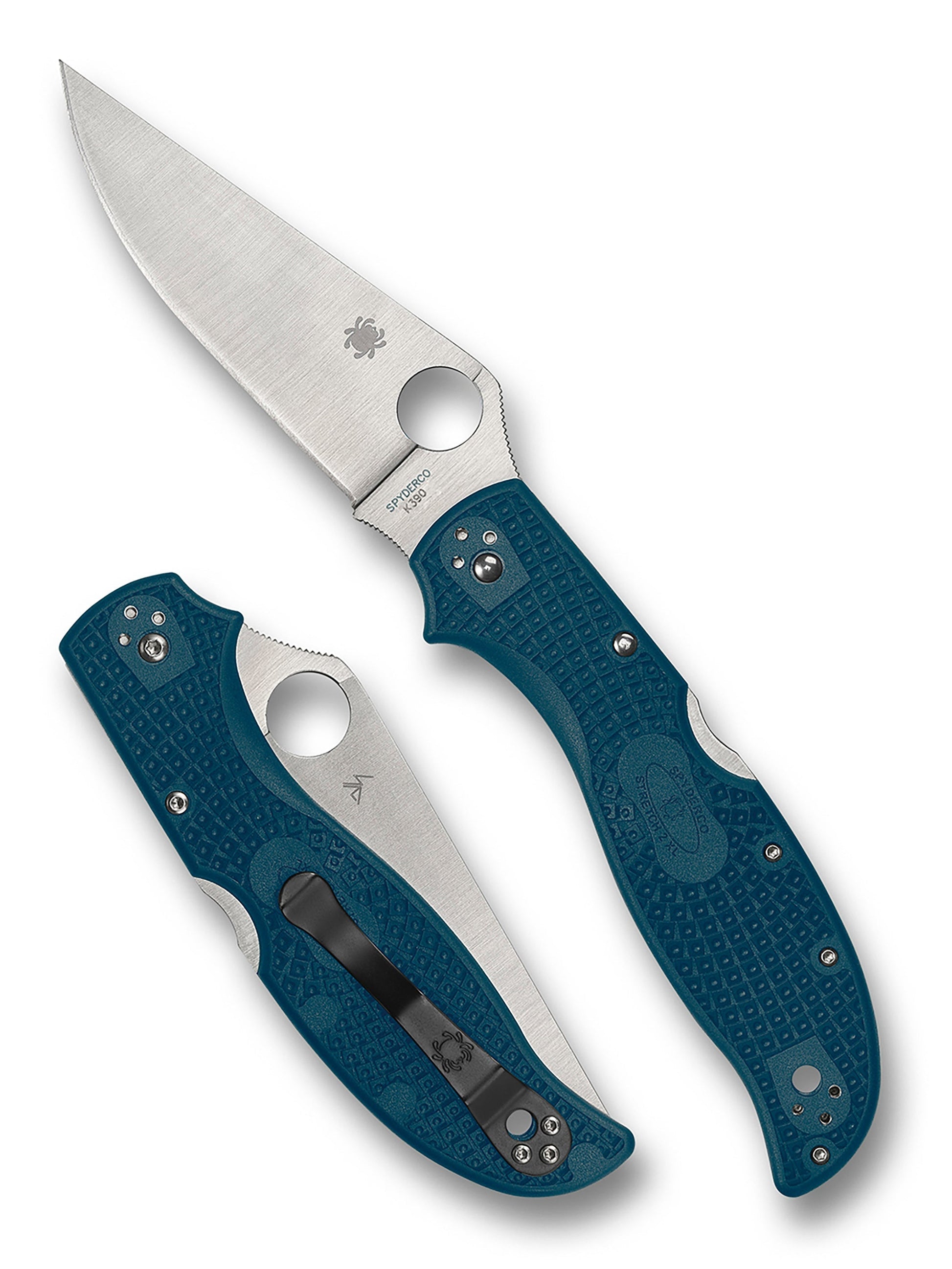 Spyderco Stretch 2 XL Lightweight C258FPK390 front view – 3.99″ satin K390 plain edge folding knife