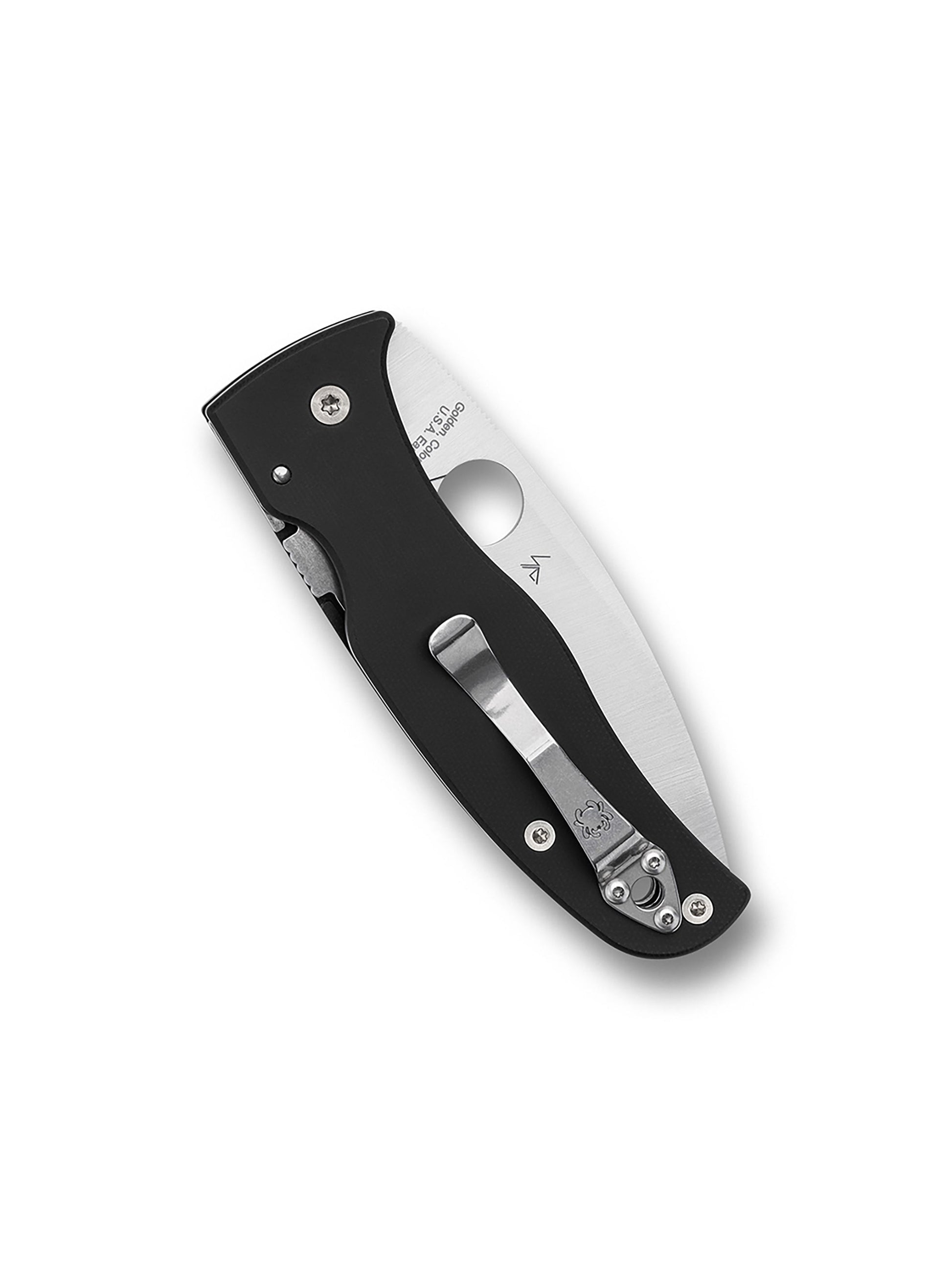 Spyderco Bodacious C263GP closed showing black G-10 scales and reversible pocket clip