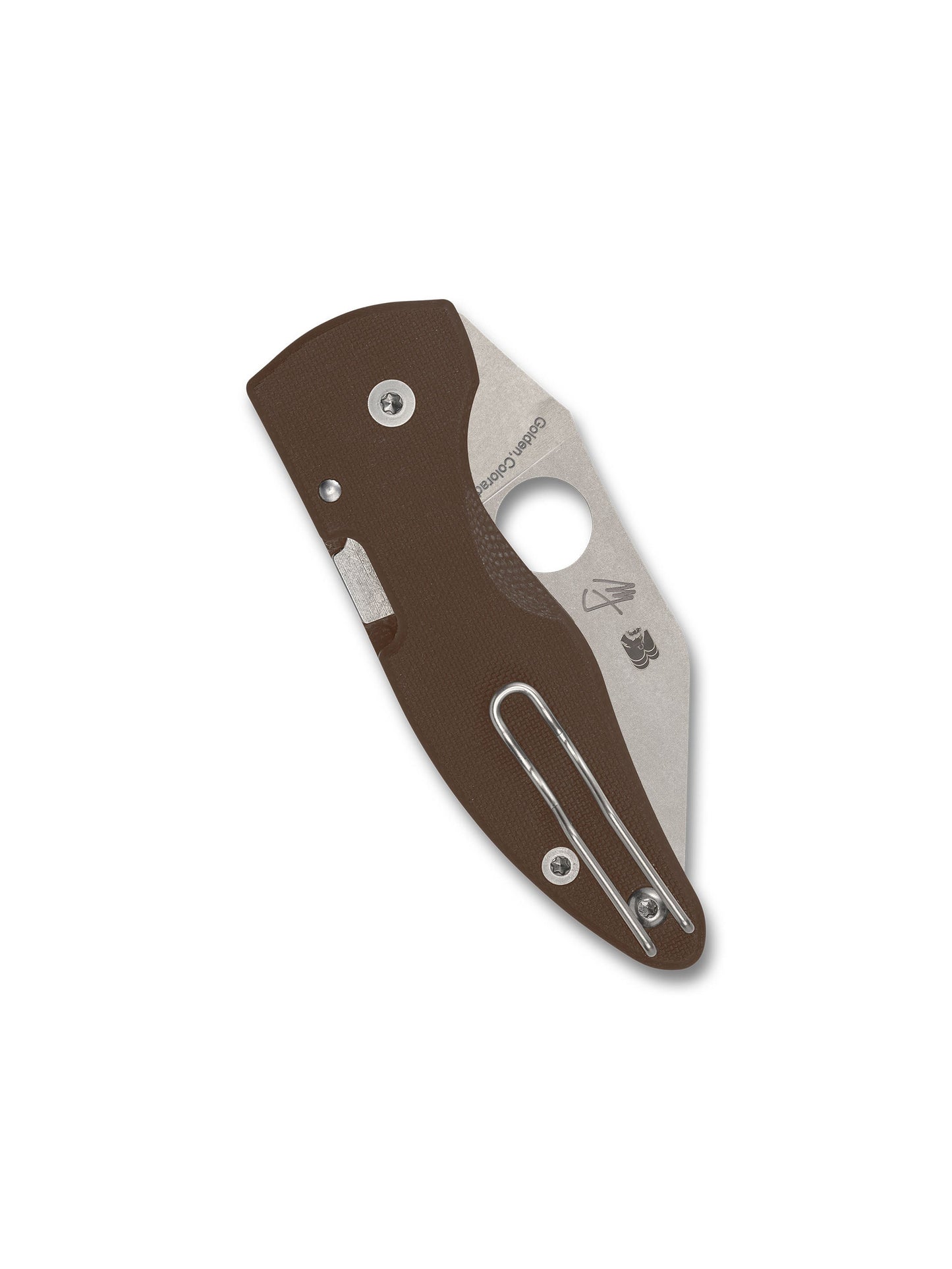 Spyderco MicroJimbo 15V Sprint Run C264GPBN15V closed view with brown G-10 handle
