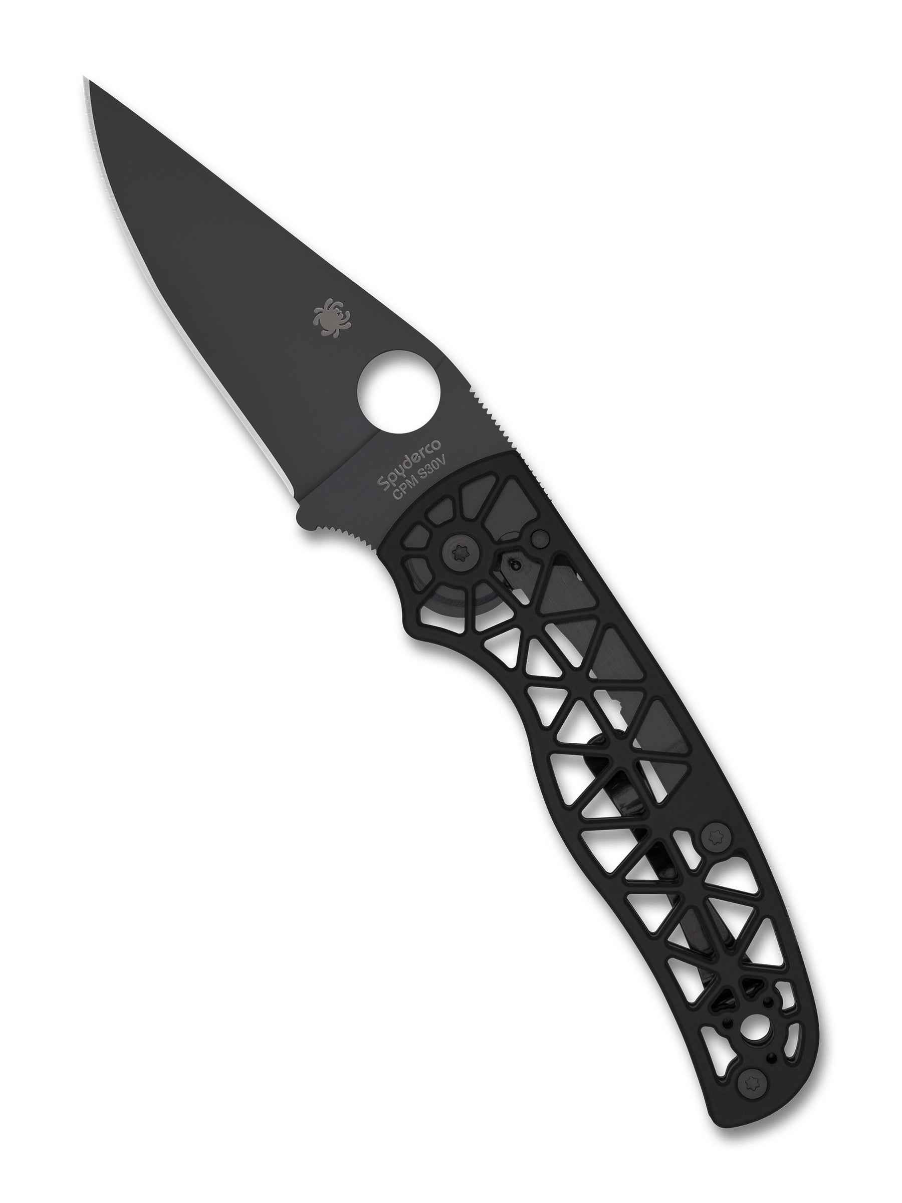Spyderco Edgerati C266BKALBKP open position showing black DLC CPM S30V full-flat ground blade